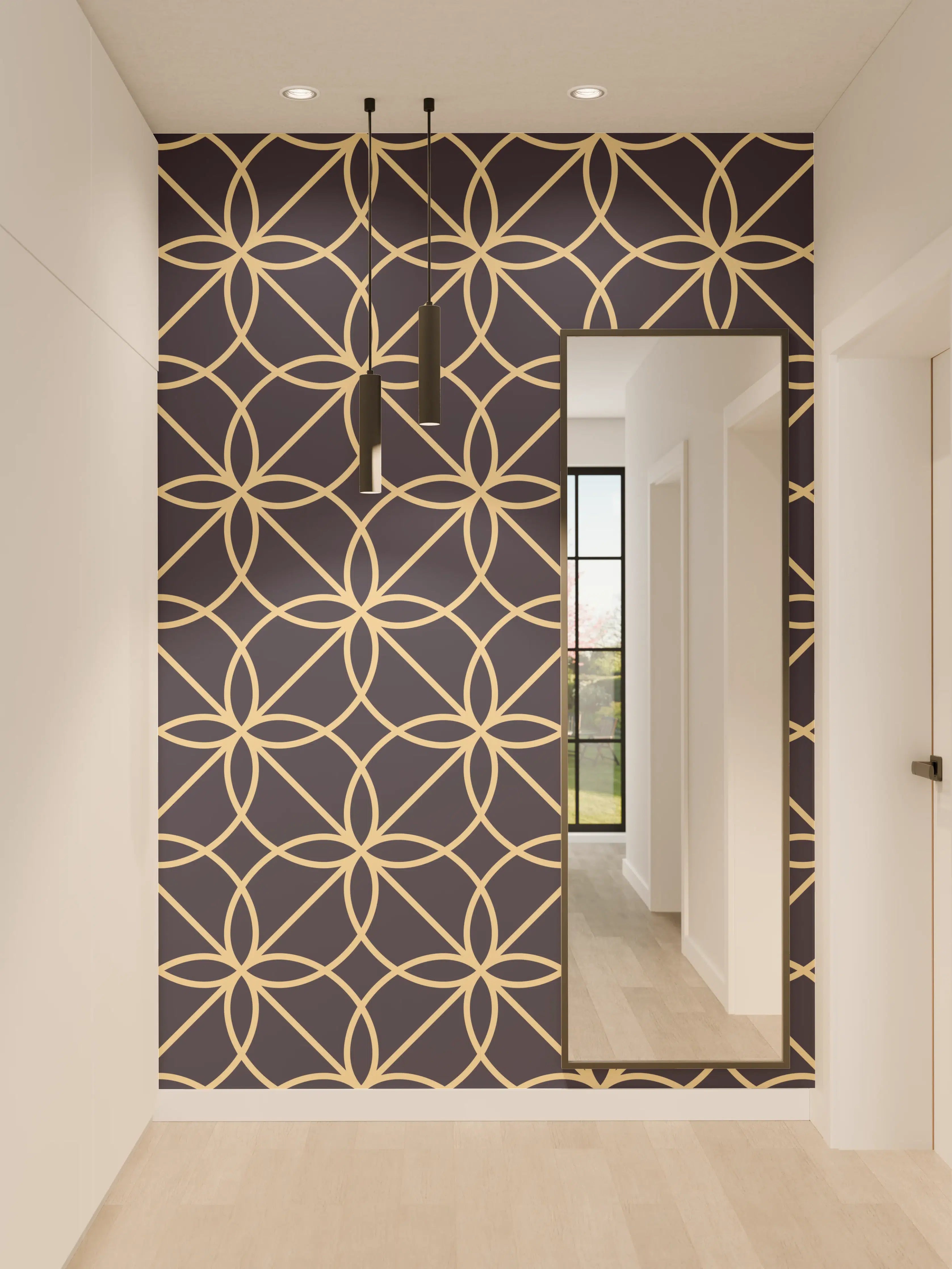 Wandverkleidung Flur - Geometrisches Linienmuster