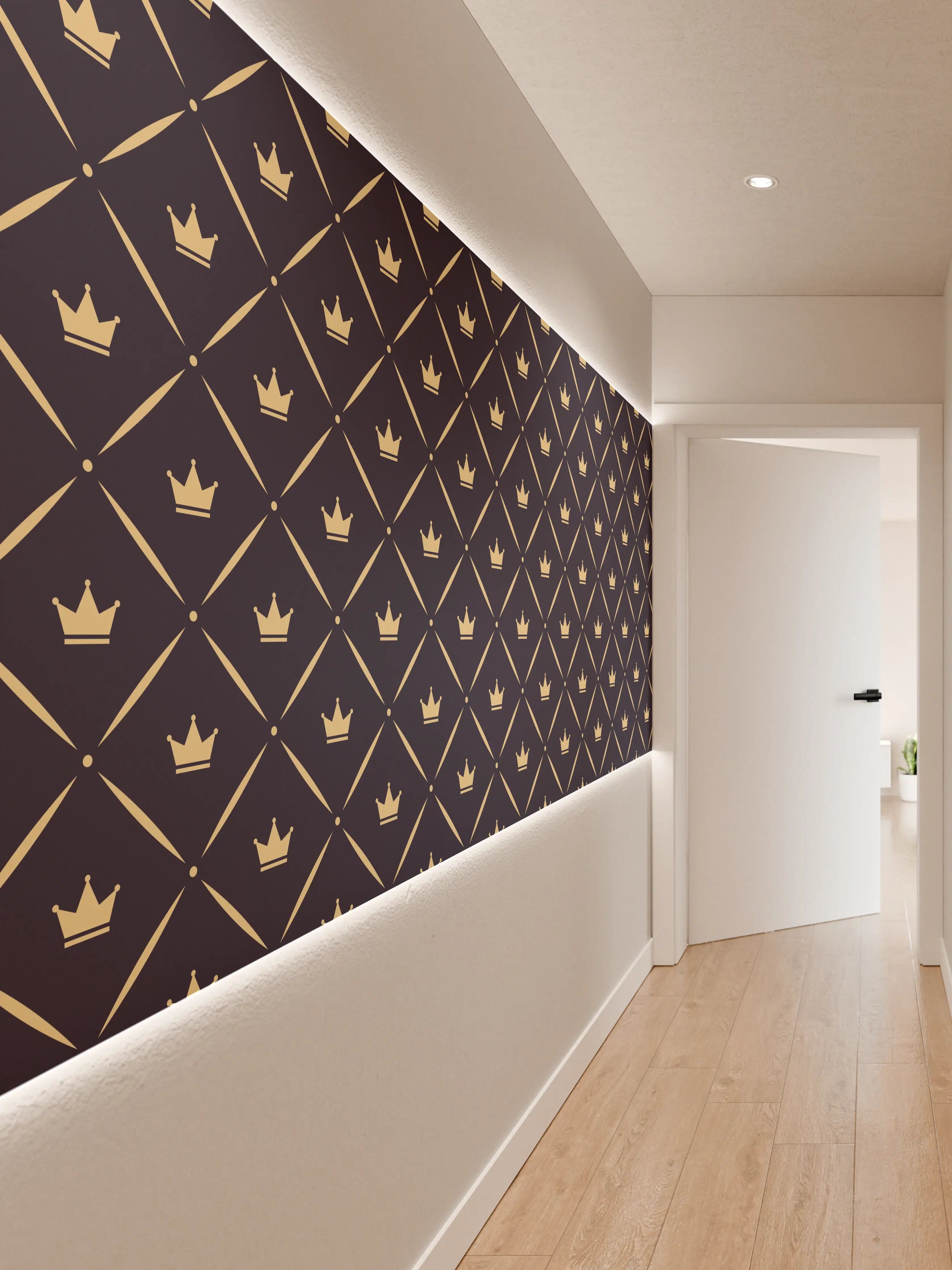 Wandverkleidung Flur - Geometrisches Muster Dunkelblau Gold