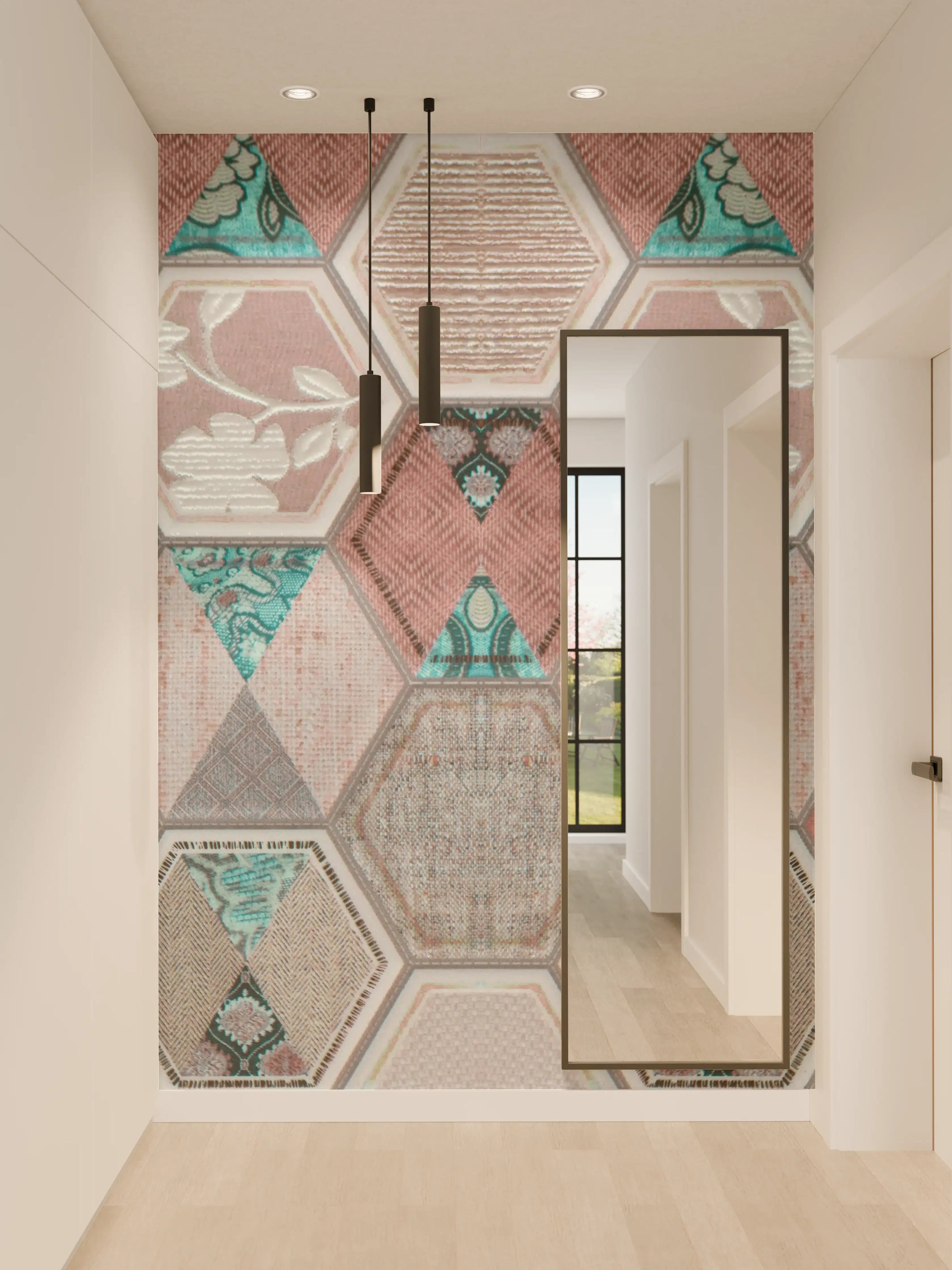 Wandverkleidung Flur - Geometrisches Muster Pastell