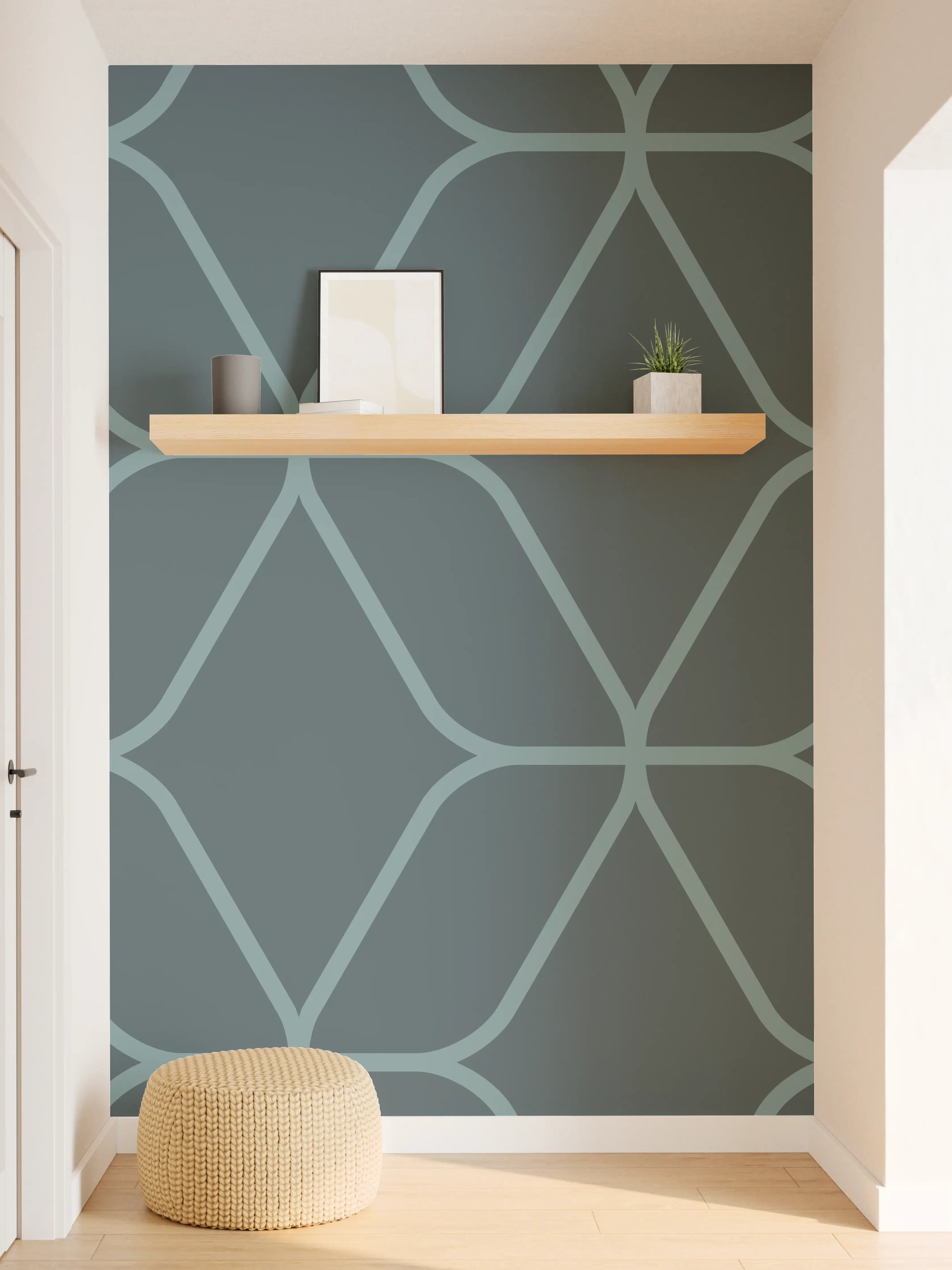 Wandverkleidung Flur - Geometrisches Muster in Blau