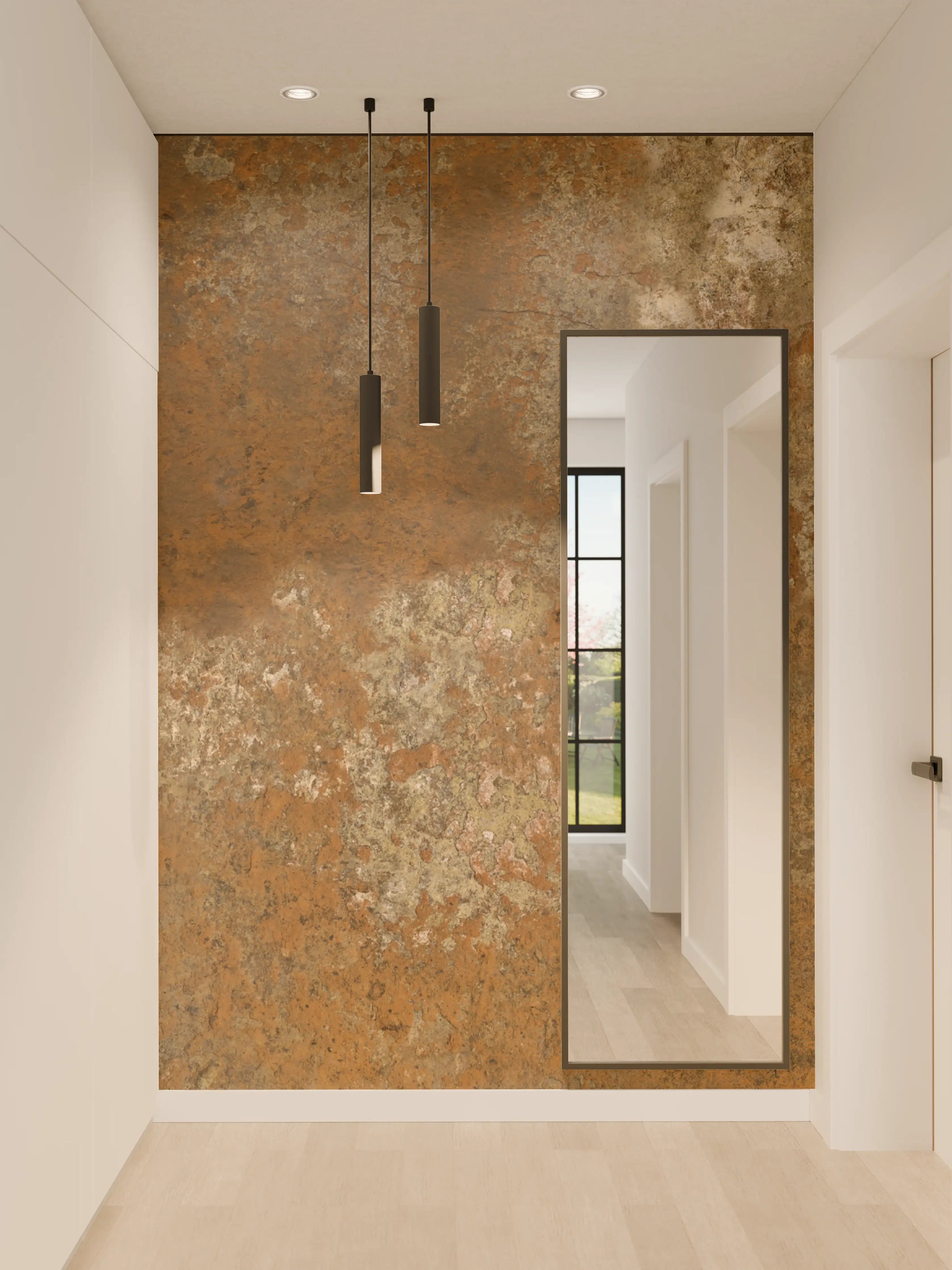 Wandverkleidung Flur - Gerösteter Metalltextur