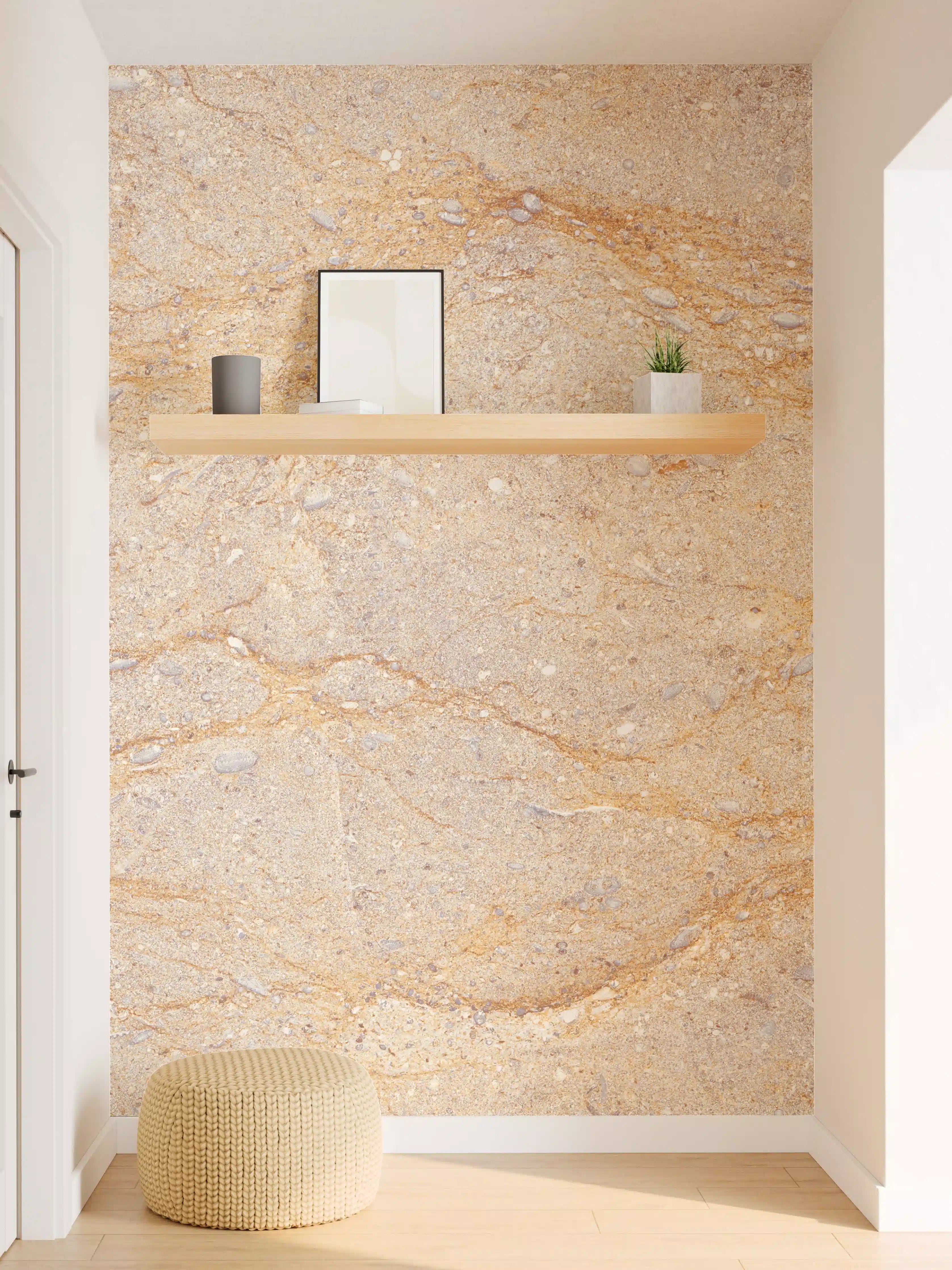 Wandverkleidung Flur - Getünchte braune Marmorstruktur