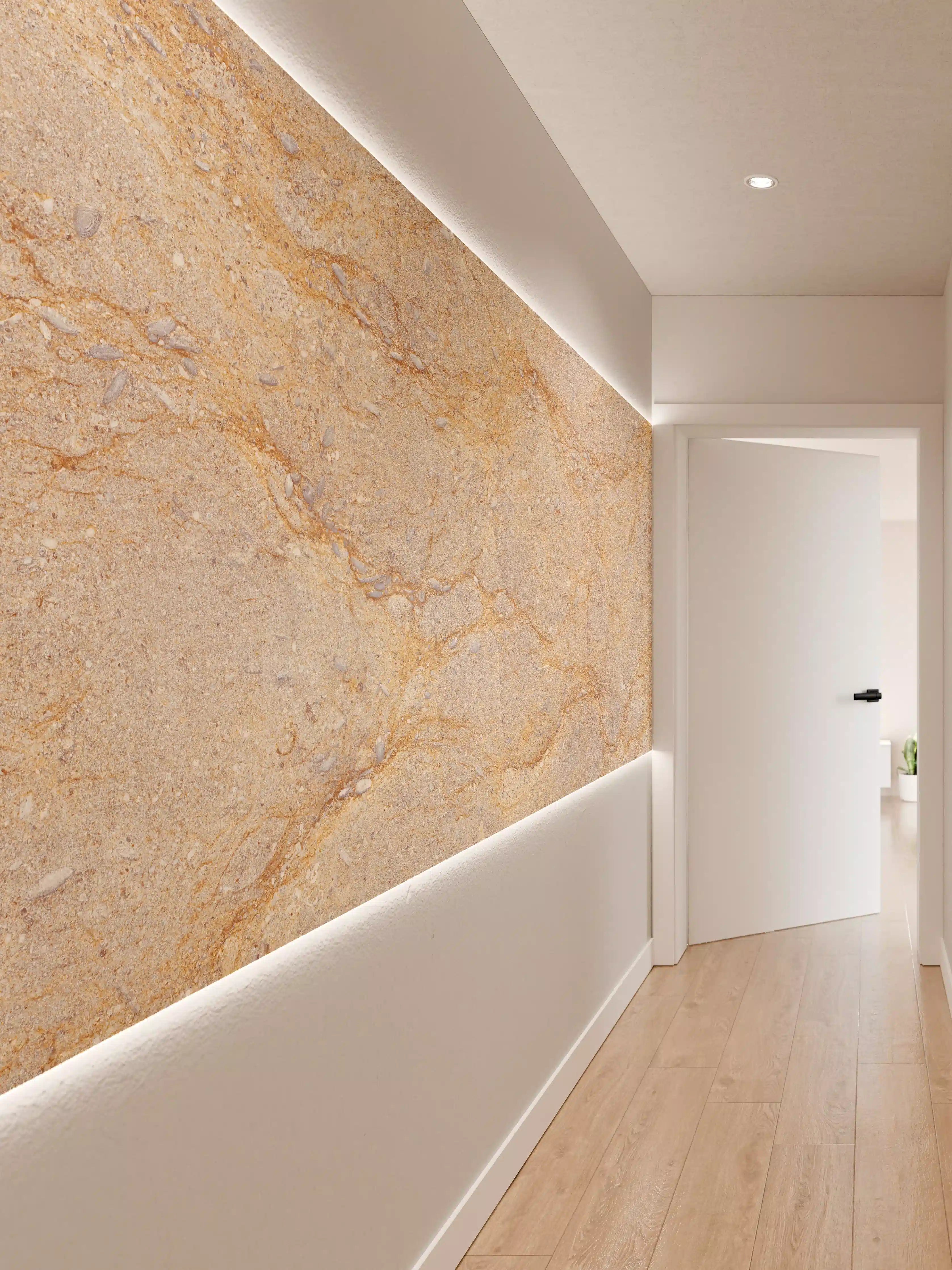 Wandverkleidung Flur - Getünchte braune Marmorstruktur