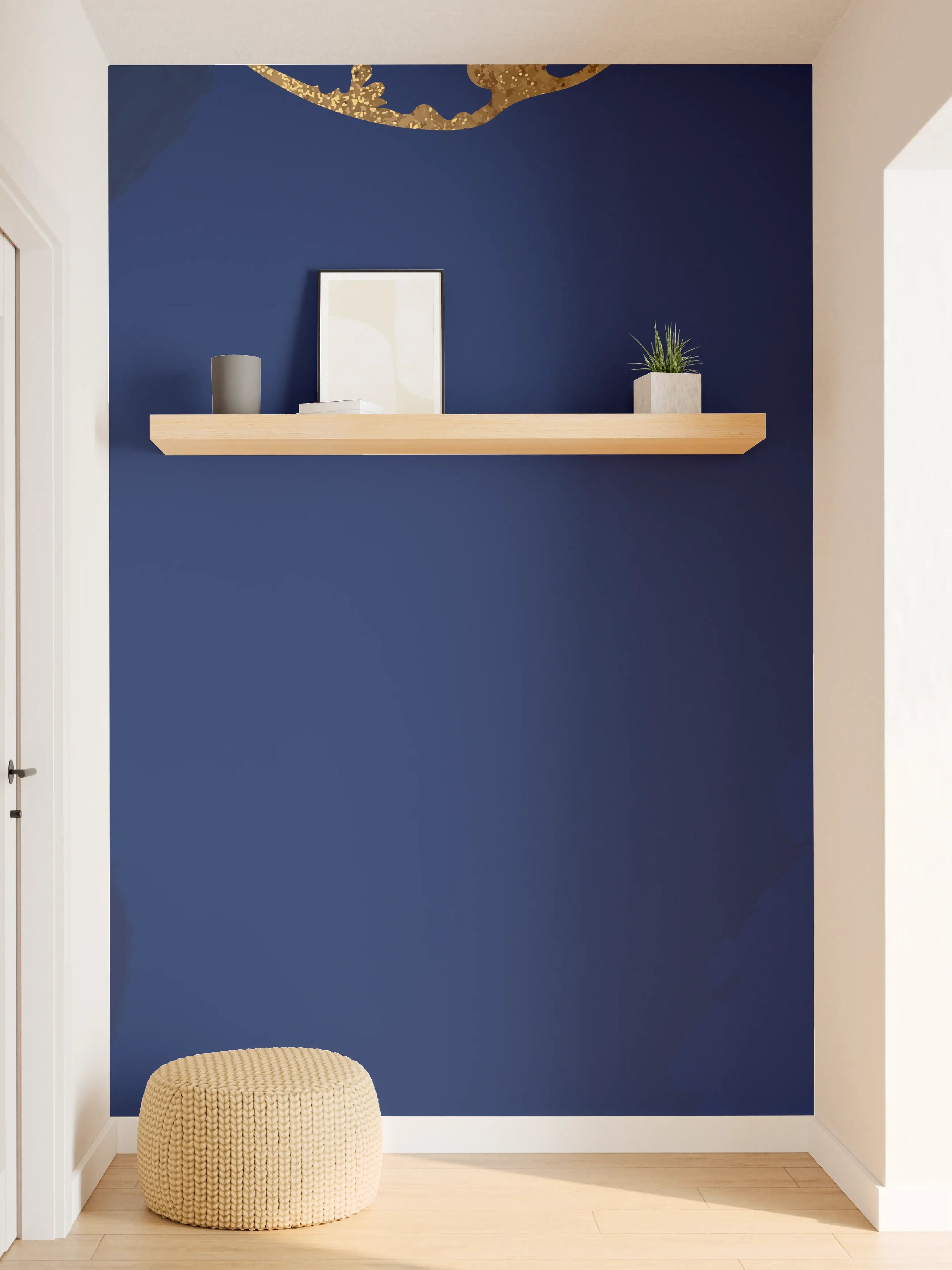 Wandverkleidung Flur - Gold-Blauer Abstrakter Entwurf