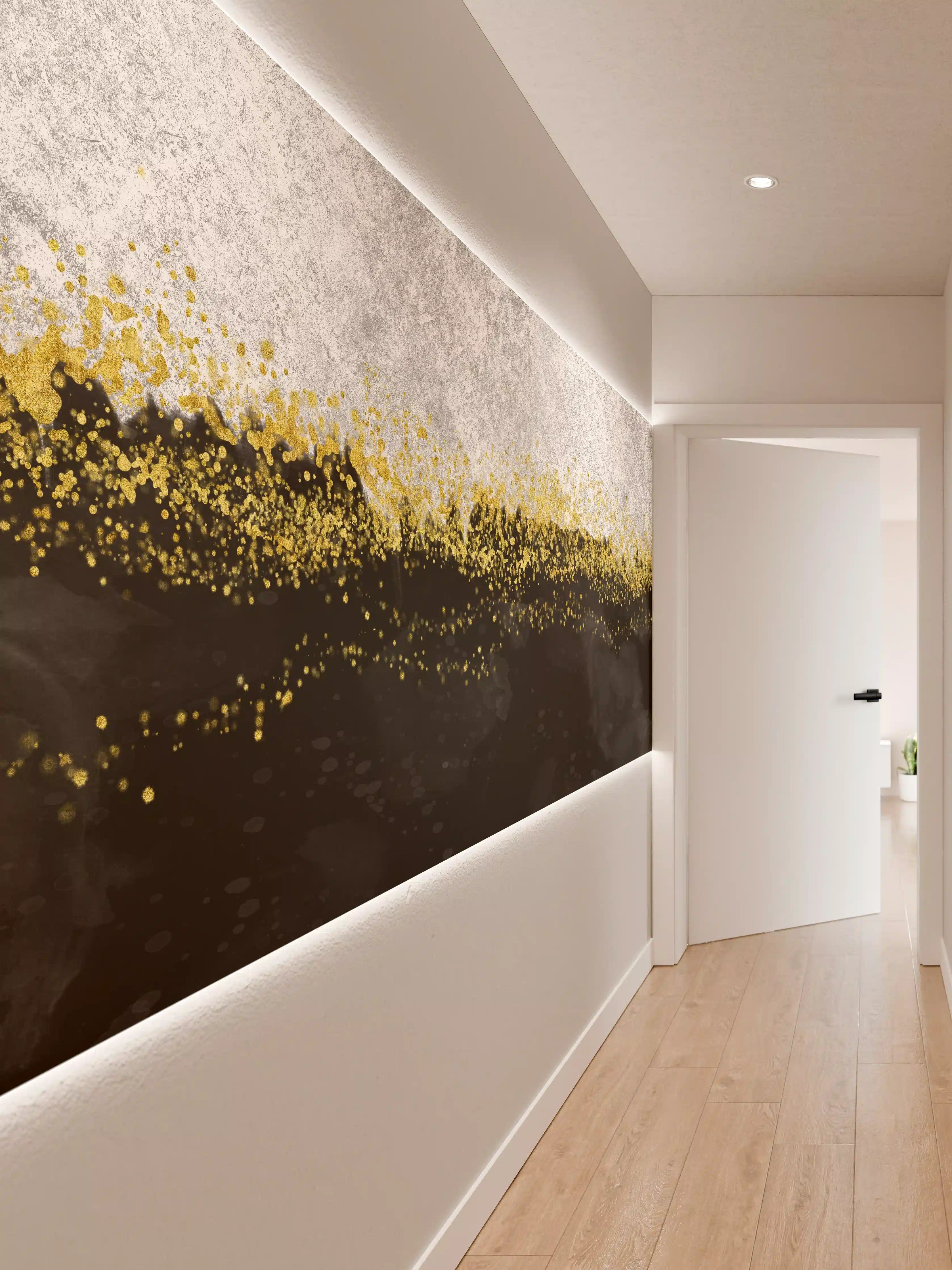 Wandverkleidung Flur - Gold-Schwarz-Weiß Resin Geode