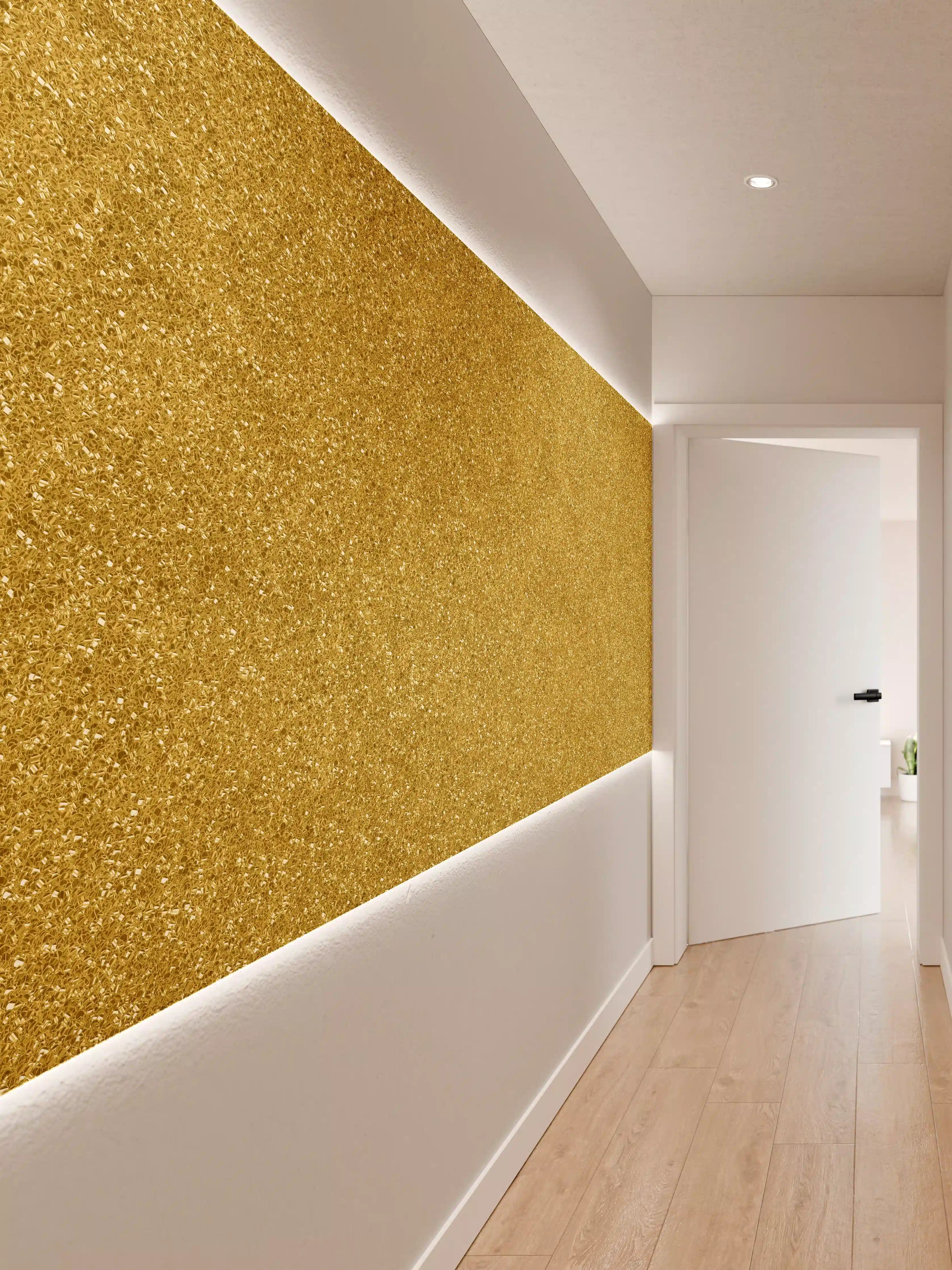 Wandverkleidung Flur - Goldene Glitzer-Optik für dein Zuhause