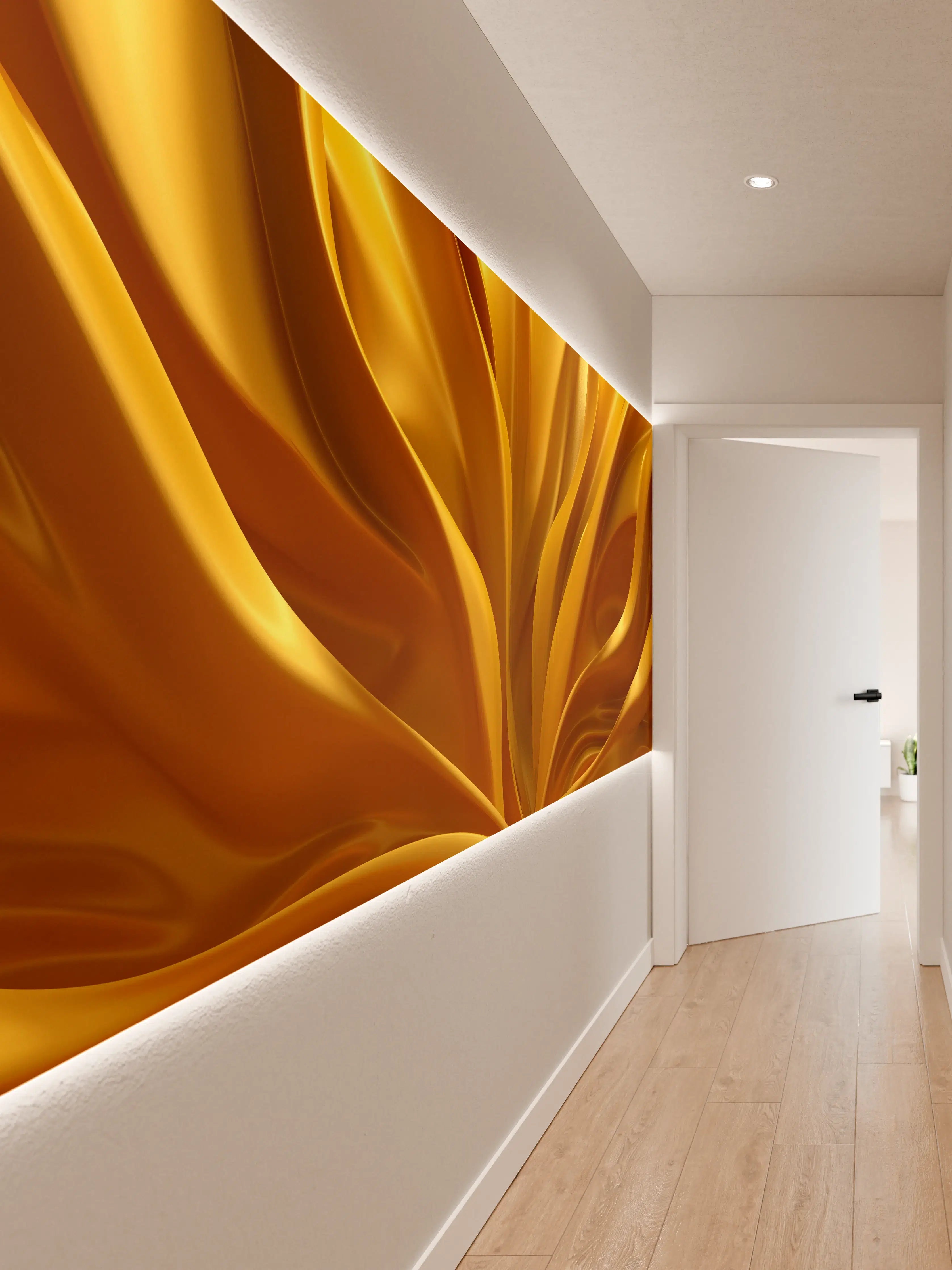 Wandverkleidung Flur - Goldene Goldblumen – Elegante Deko