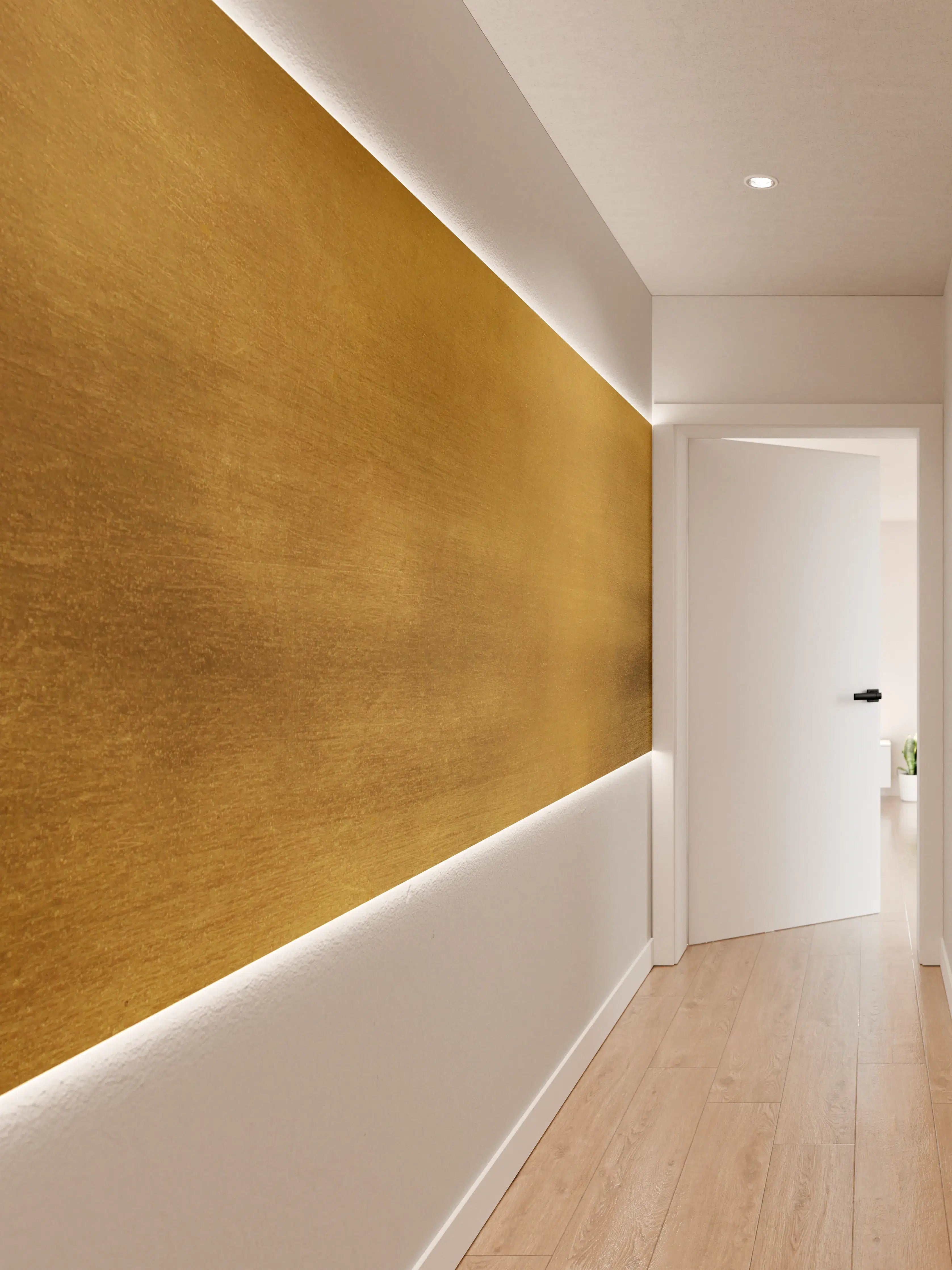Wandverkleidung Flur - Goldene Holzoptik