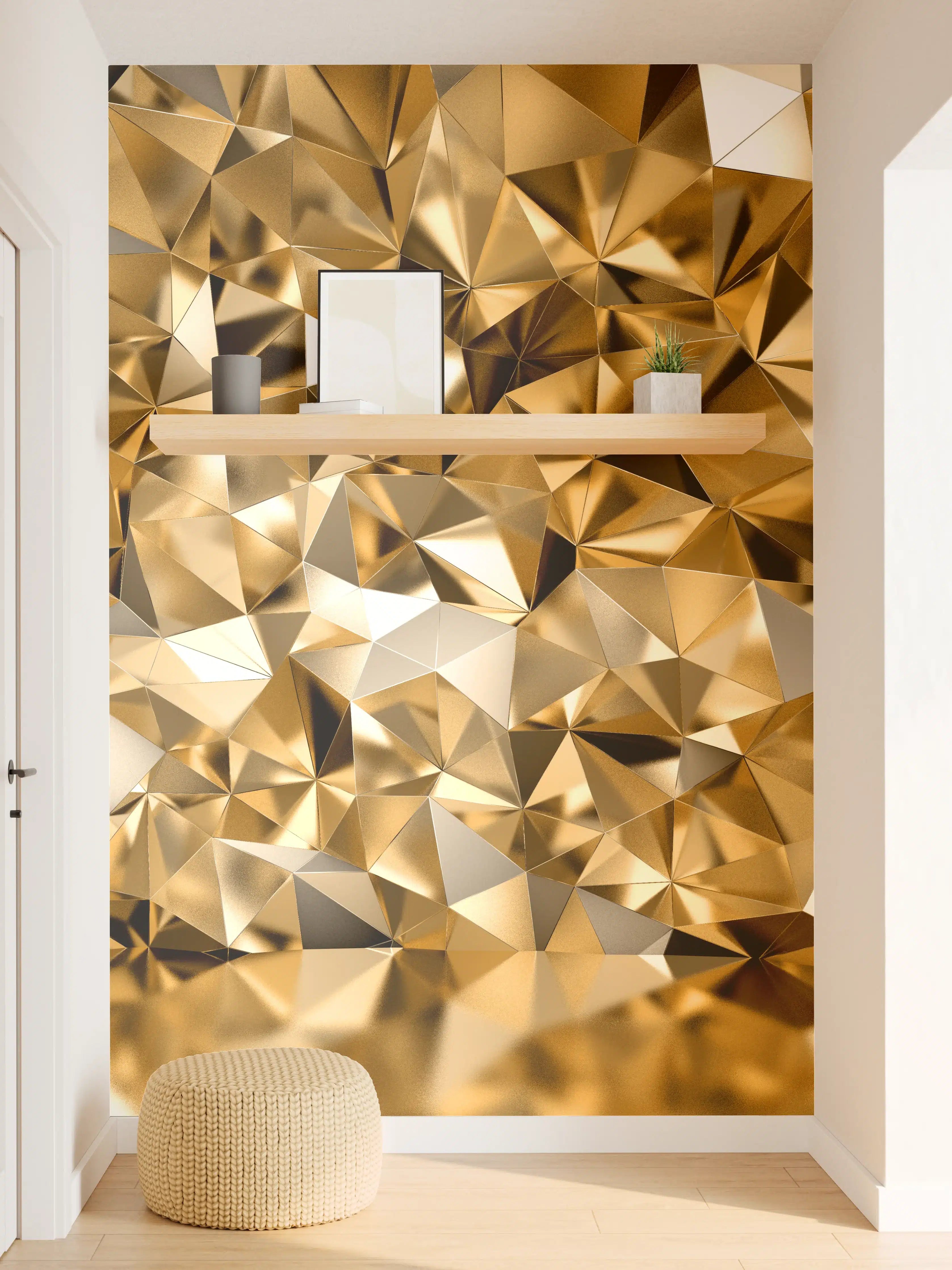 Wandverkleidung Flur - Goldene Kristall-Optik für stilvolle Wohnräume