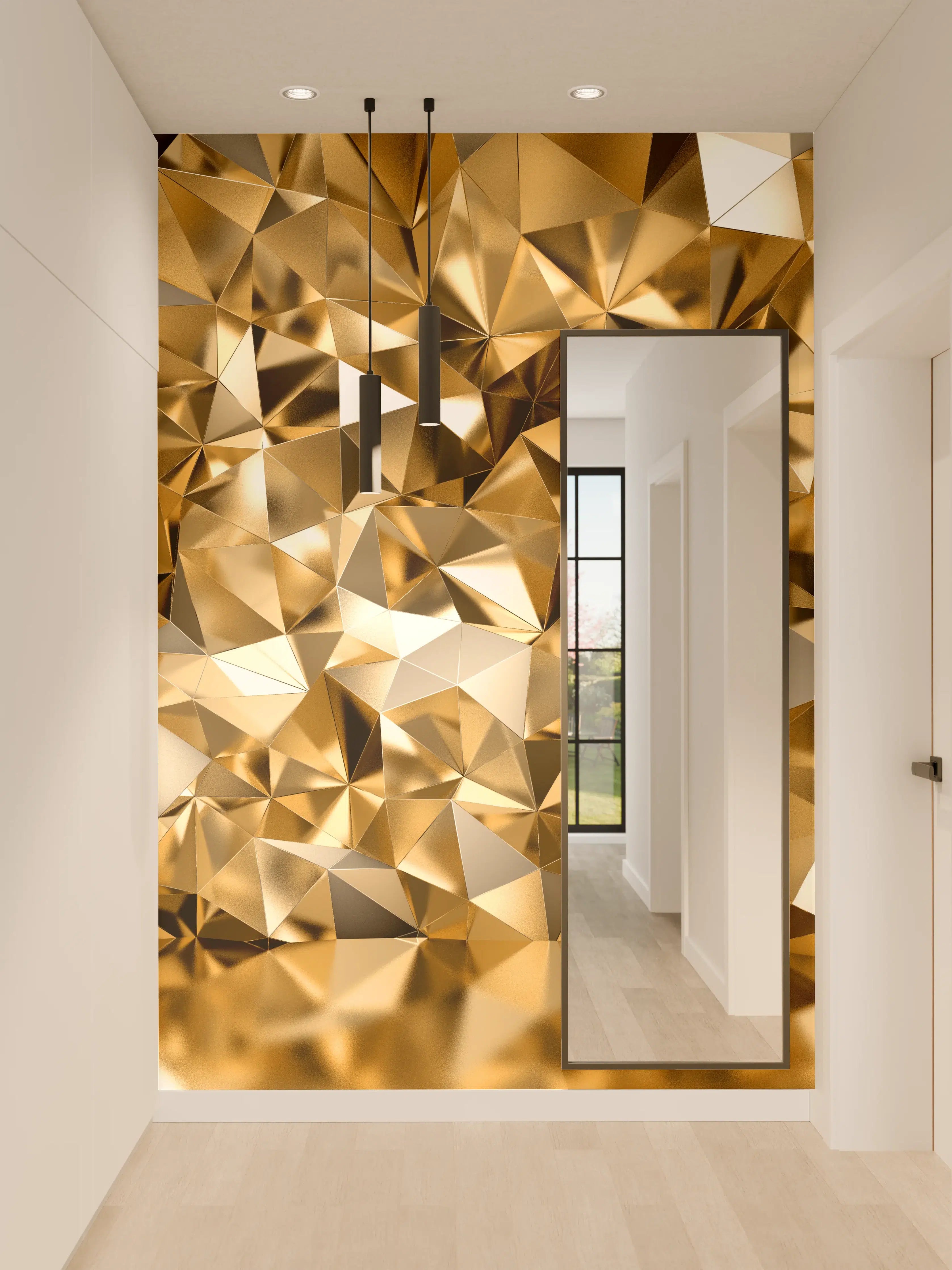 Wandverkleidung Flur - Goldene Kristall-Optik für stilvolle Wohnräume