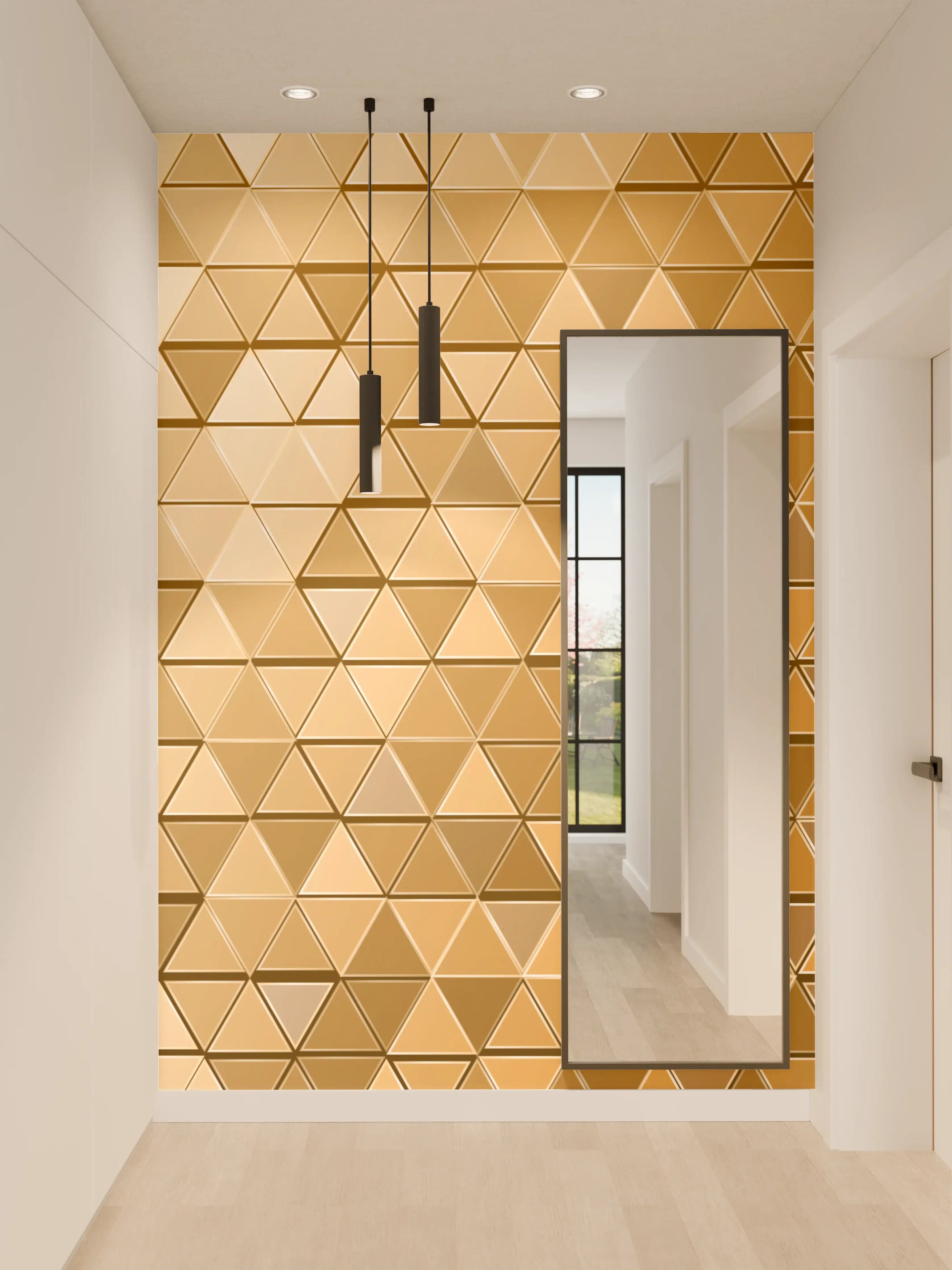 Wandverkleidung Flur - Goldene Metall-Mosaikstruktur