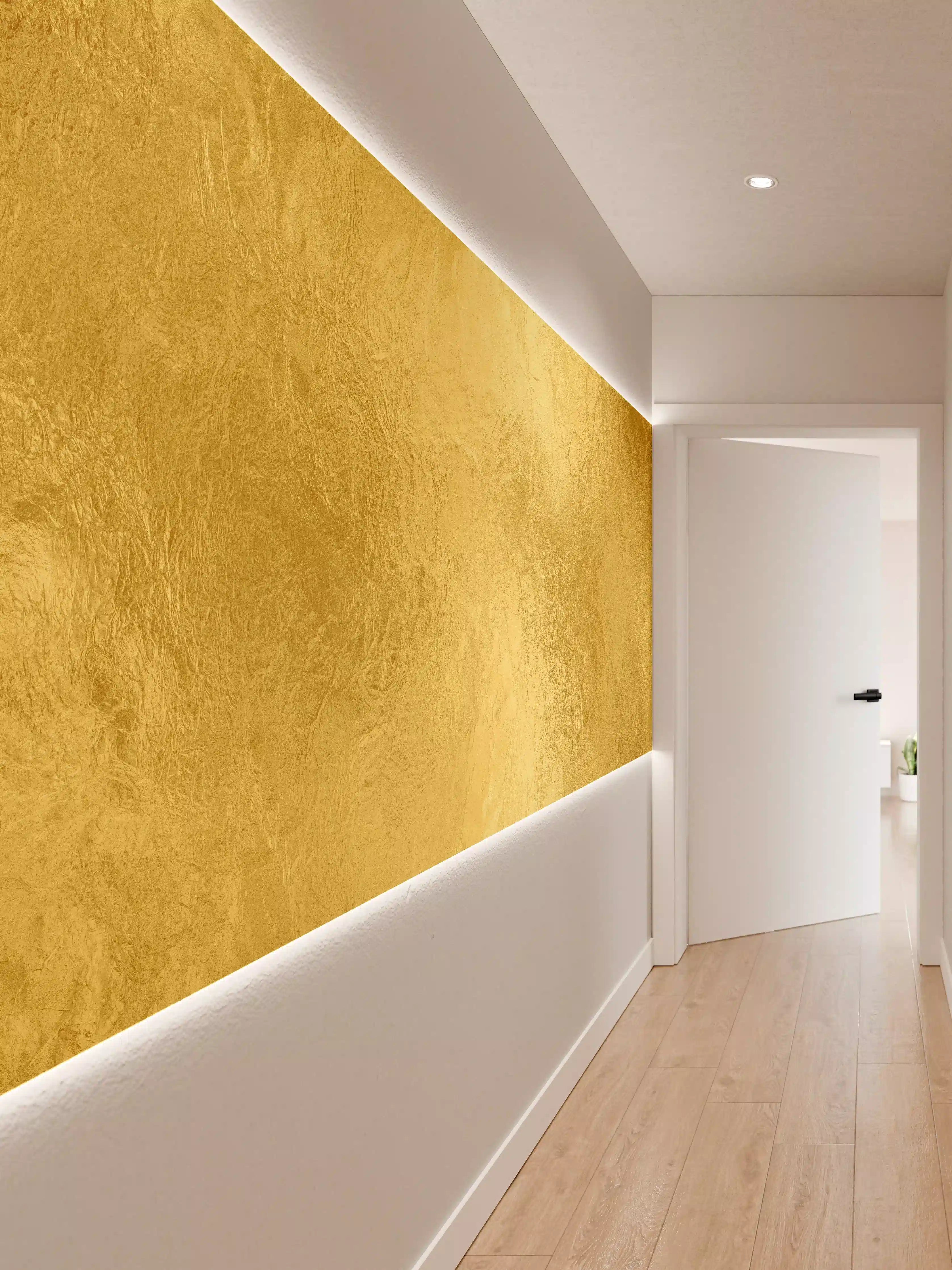 Wandverkleidung Flur - Goldene Oberflächen mit Textur