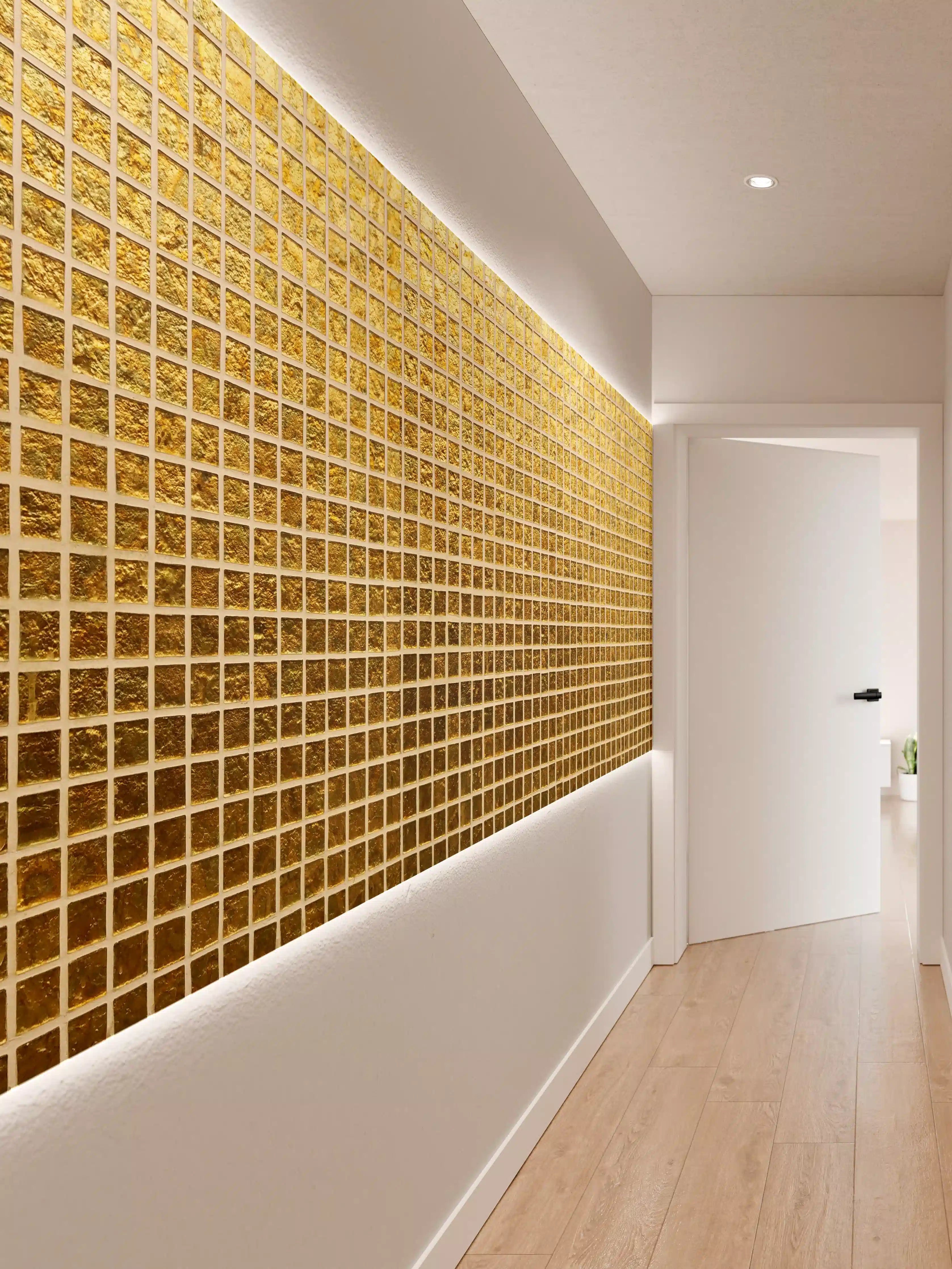 Wandverkleidung Flur - Goldenes Fliesenmuster
