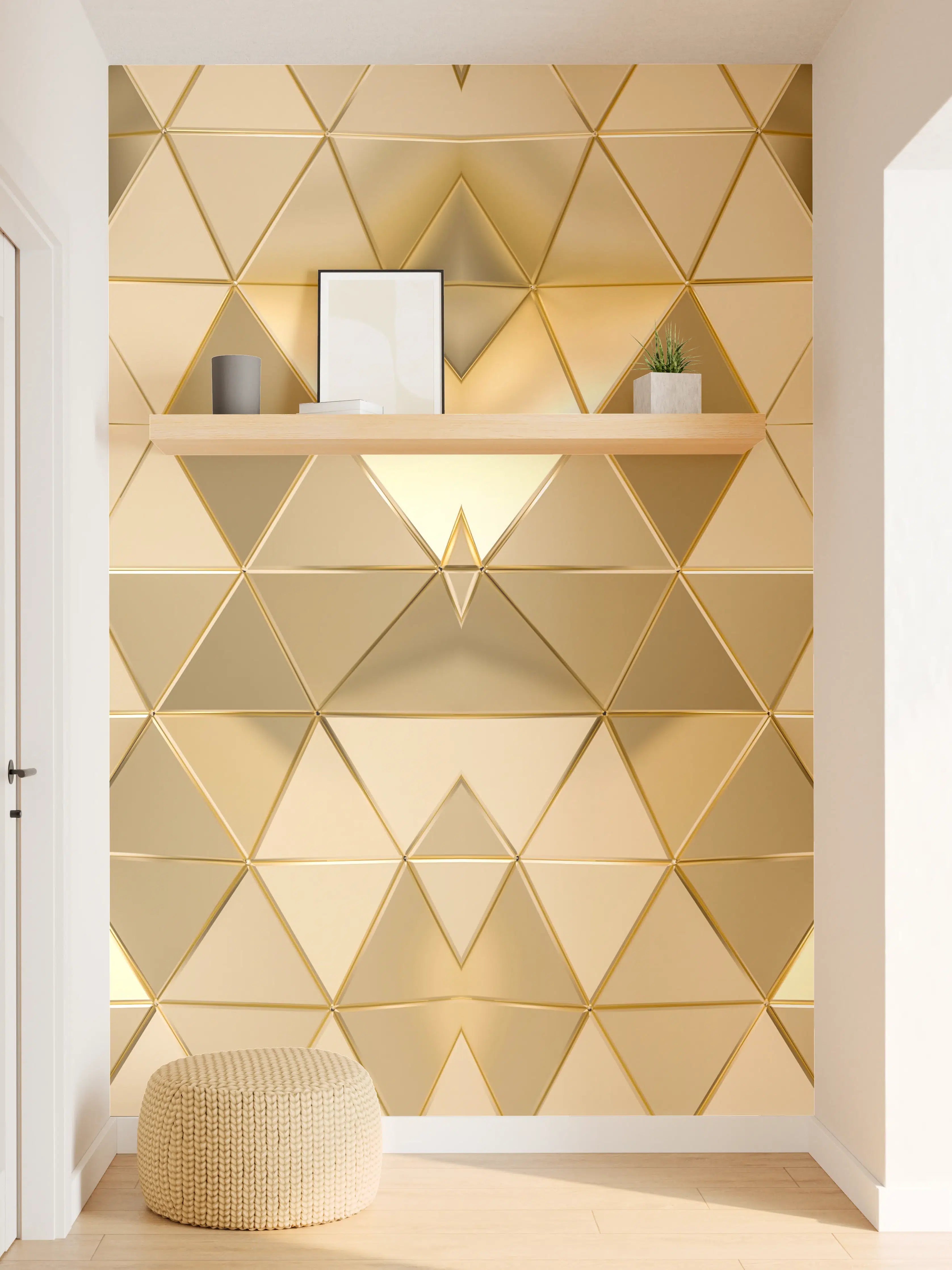 Wandverkleidung Flur - Goldenes Geometrie-Muster