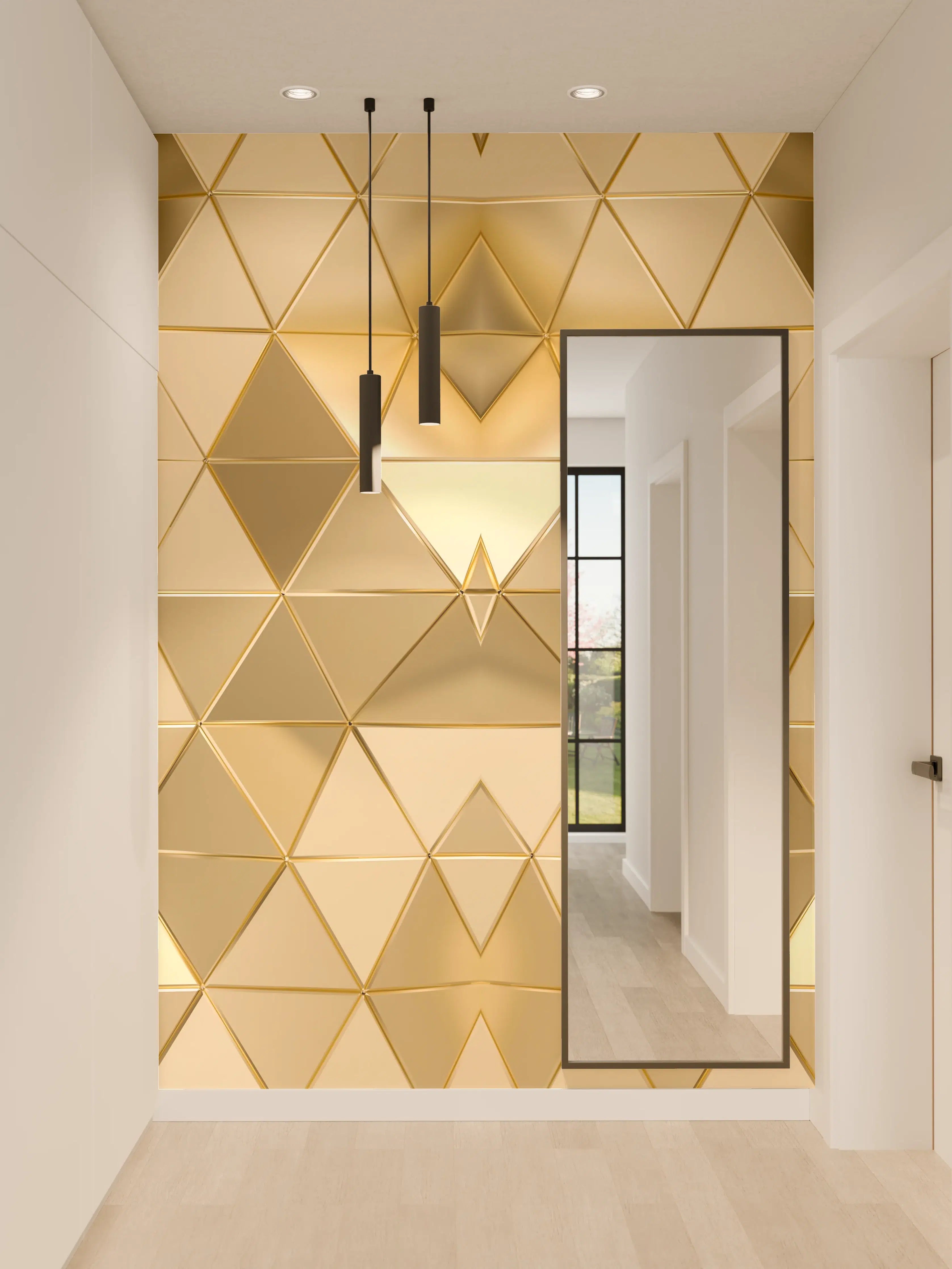 Wandverkleidung Flur - Goldenes Geometrie-Muster