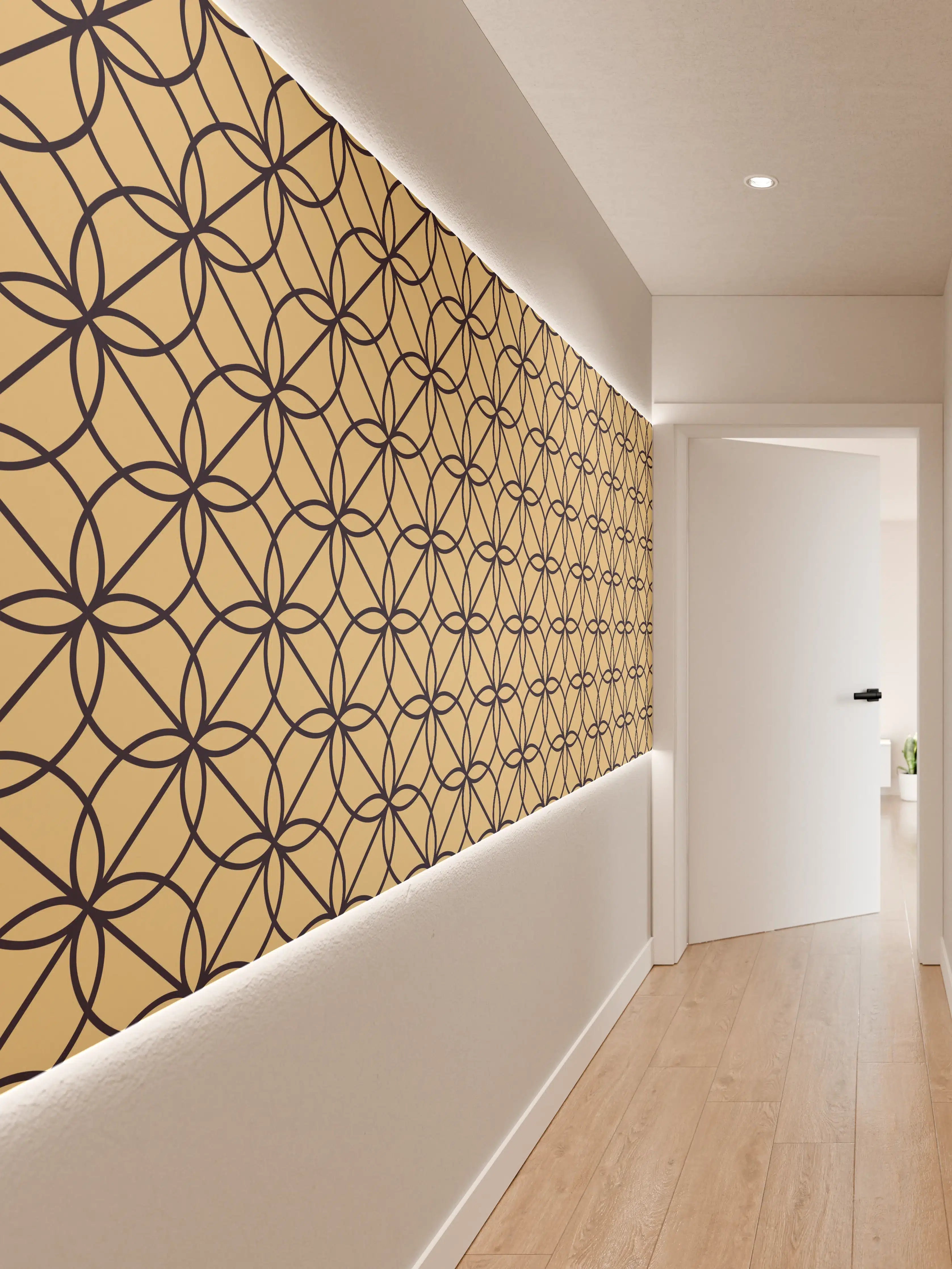 Wandverkleidung Flur - Goldenes Geometrisches Muster