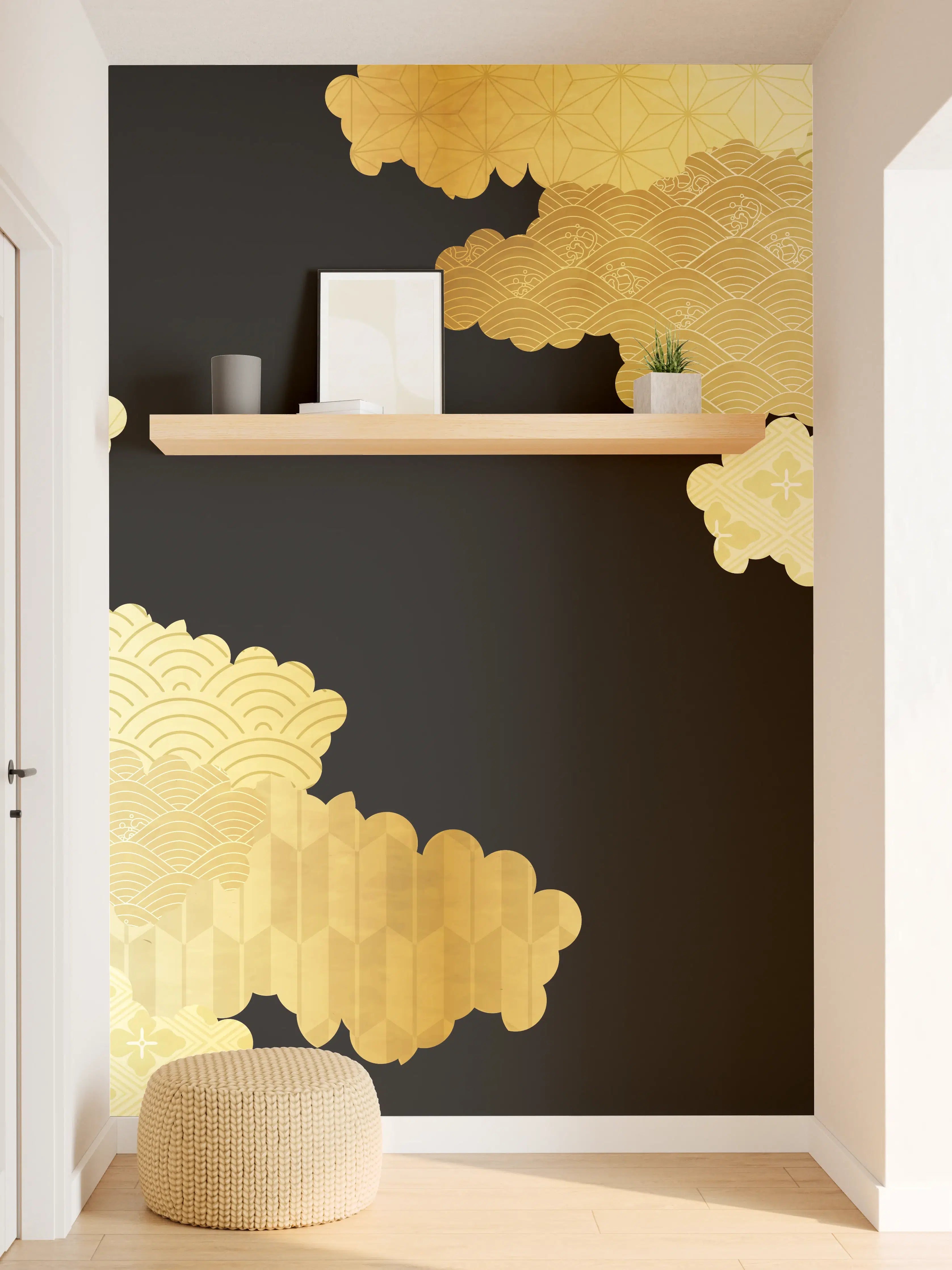 Wandverkleidung Flur - Goldenes Wolkendesign Muster