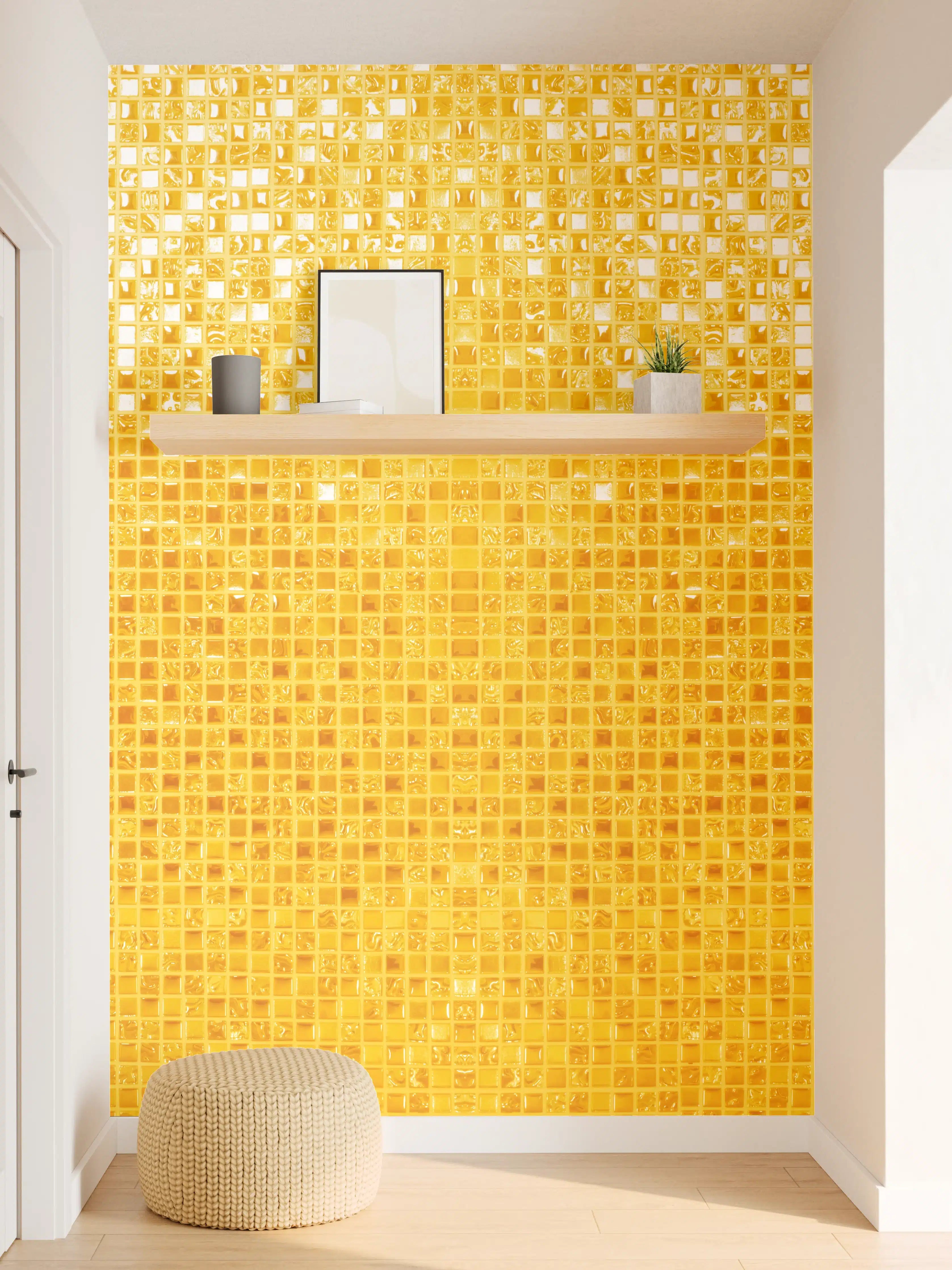 Wandverkleidung Flur - Goldgelbe Mosaikfliesen