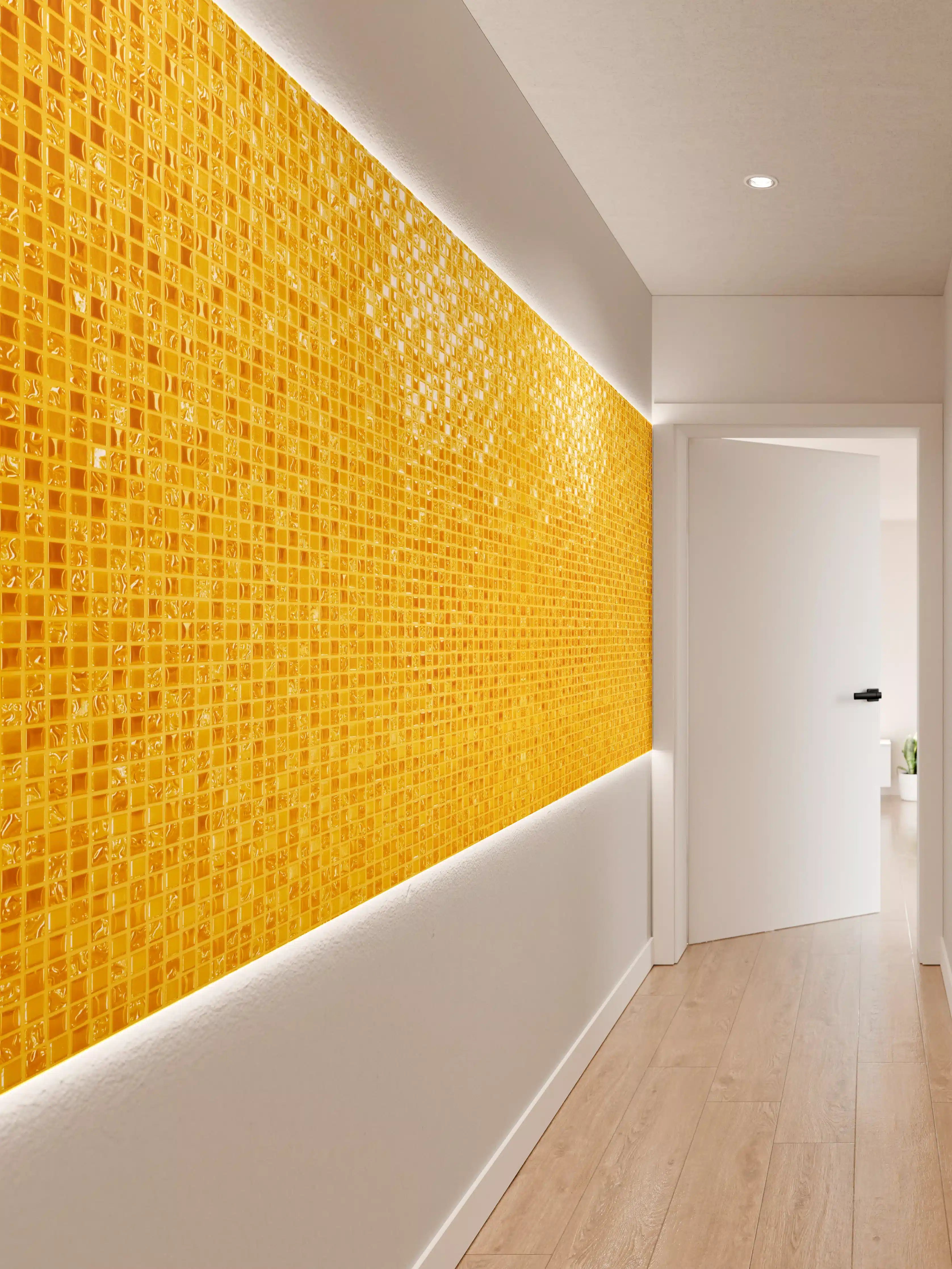 Wandverkleidung Flur - Goldgelbe Mosaikfliesen