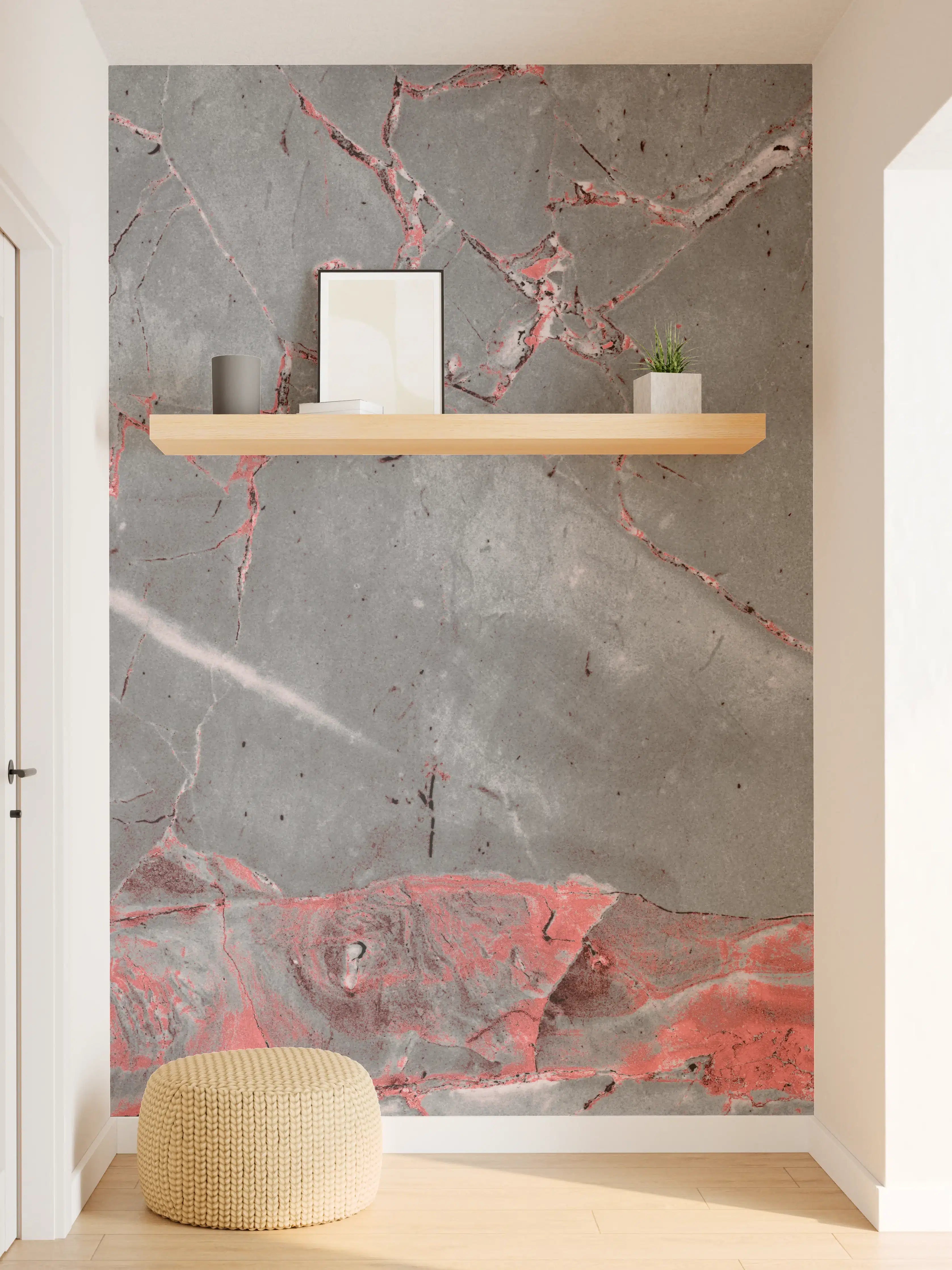 Wandverkleidung Flur - Gräulich-rote Marmor Textur