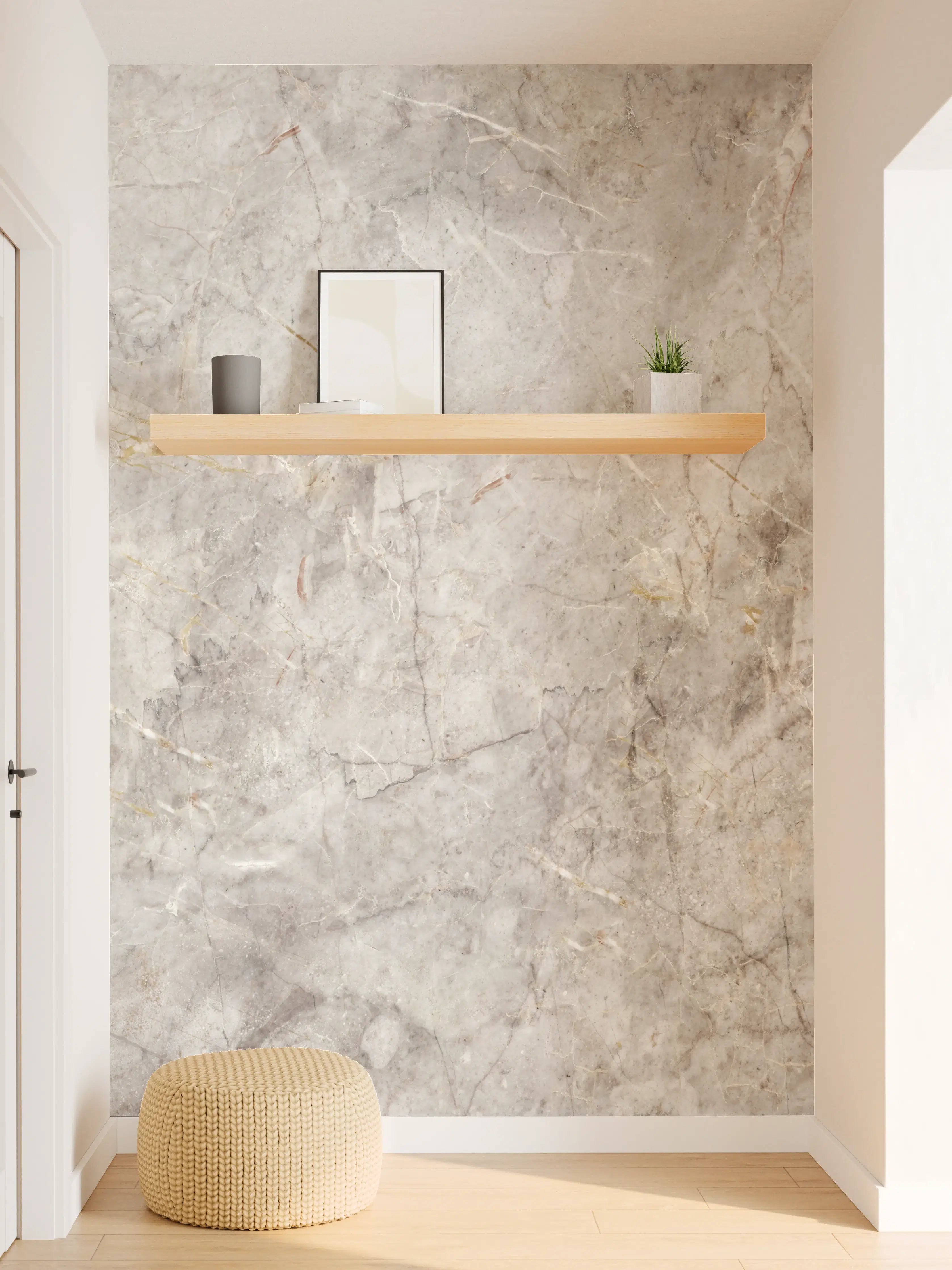 Wandverkleidung Flur - Grau-Weißer Marmorstein Effekt