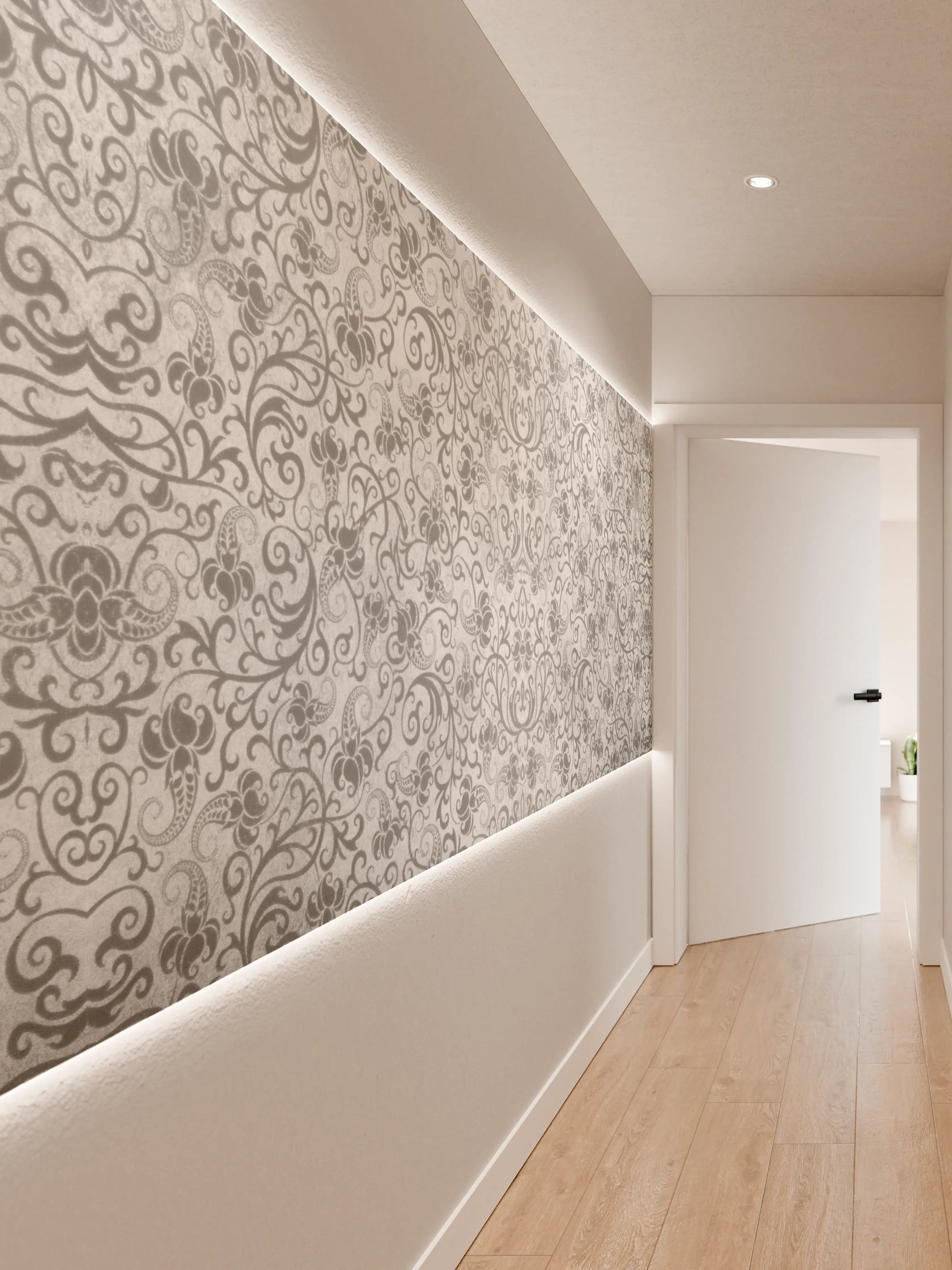 Wandverkleidung Flur - Grau-Weißes Vintage Fliesenmuster