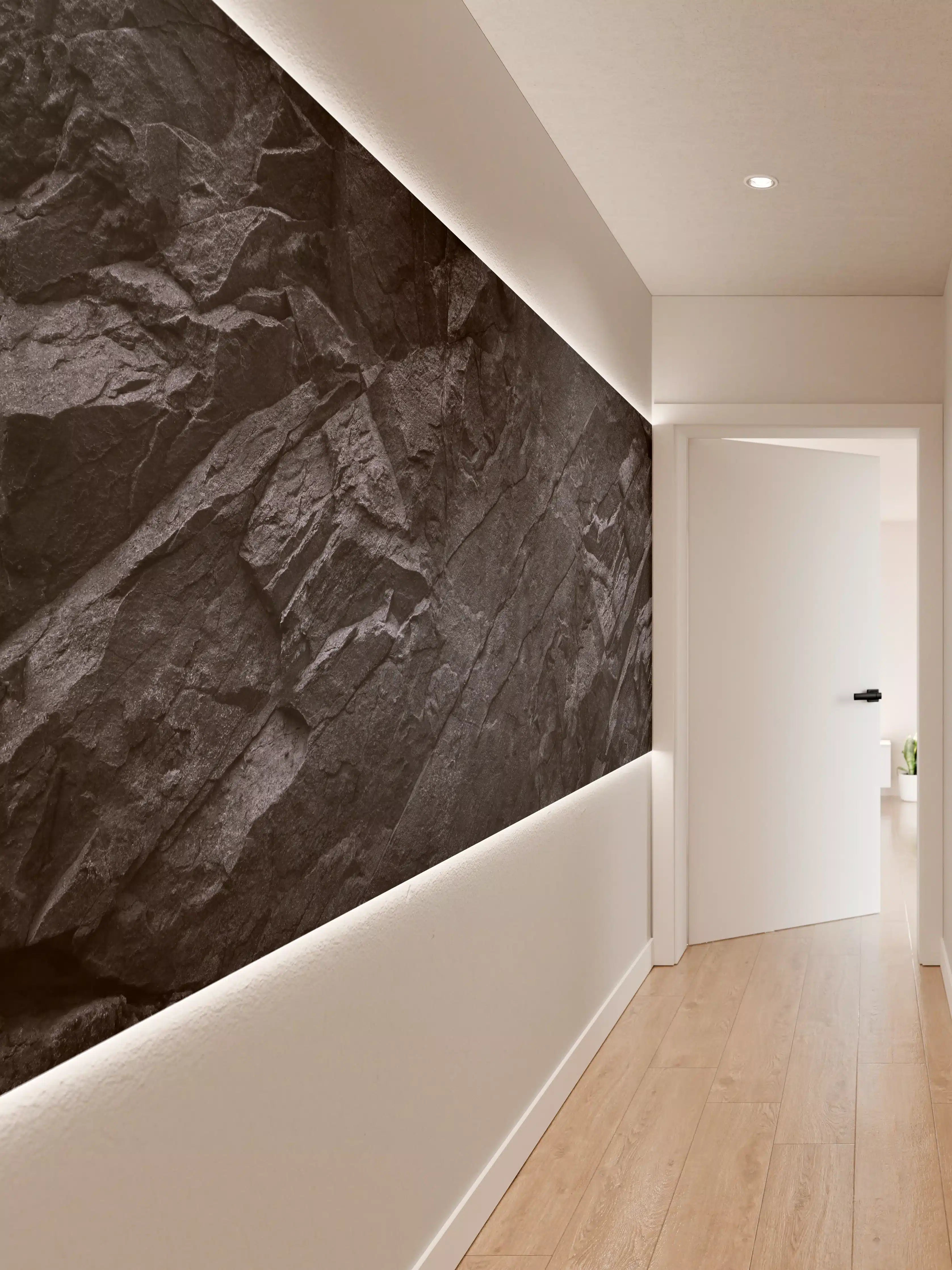 Wandverkleidung Flur - Grau schimmernde Steinküste Textur