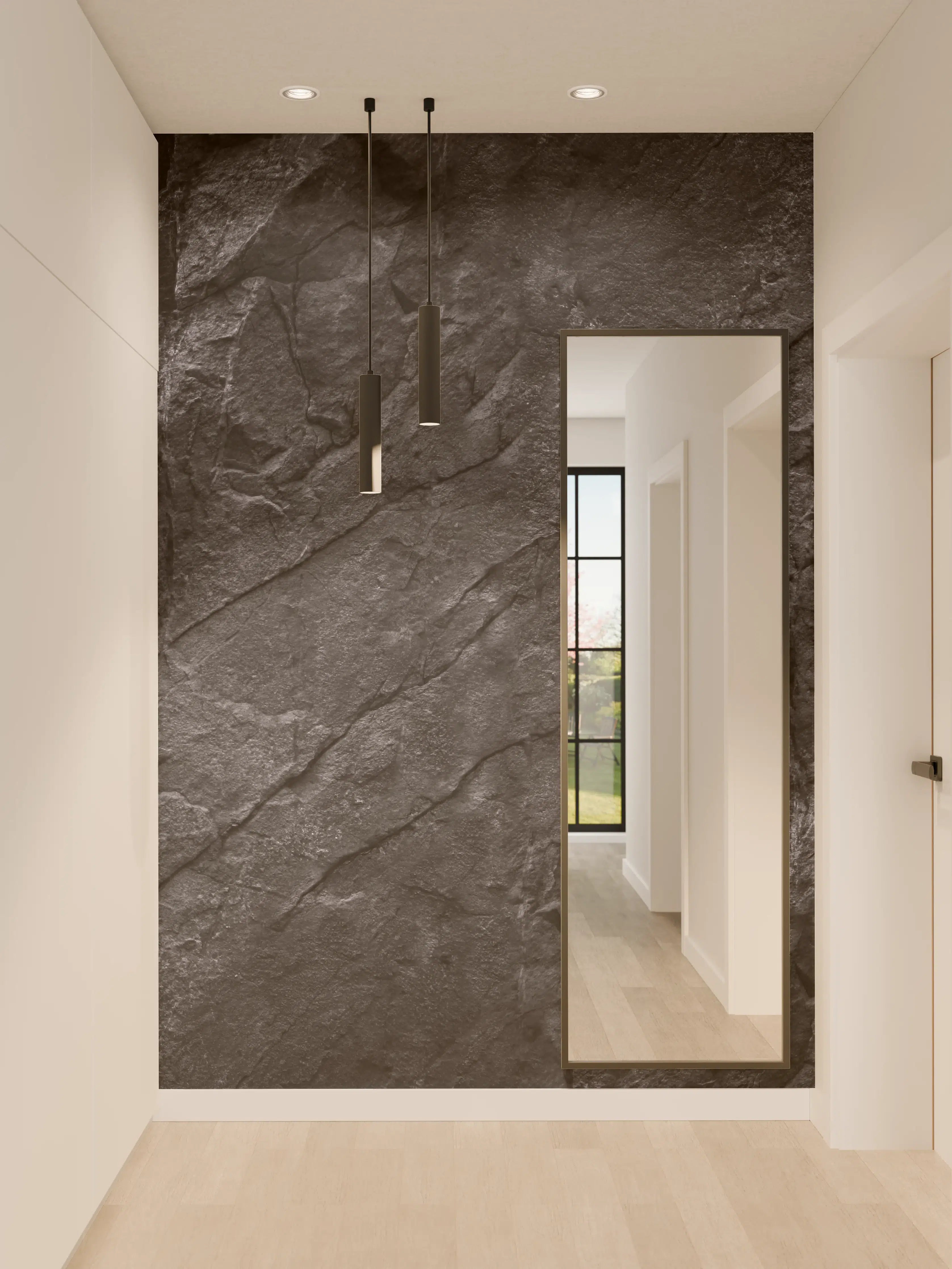 Wandverkleidung Flur - Grau schimmernde Steinküste Textur