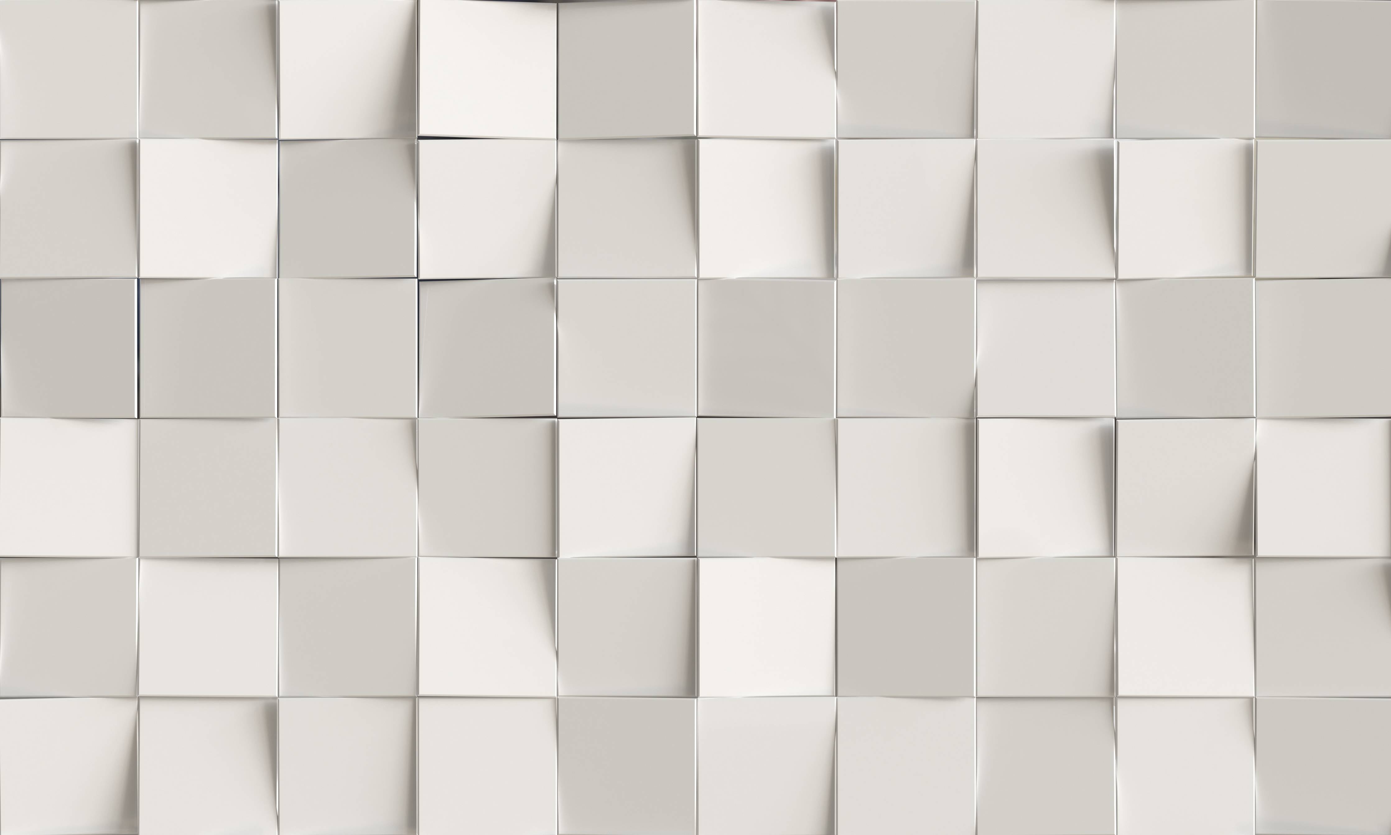 Wandverkleidung Flur-Graue 3D-Fliesenwand in Weißoptik