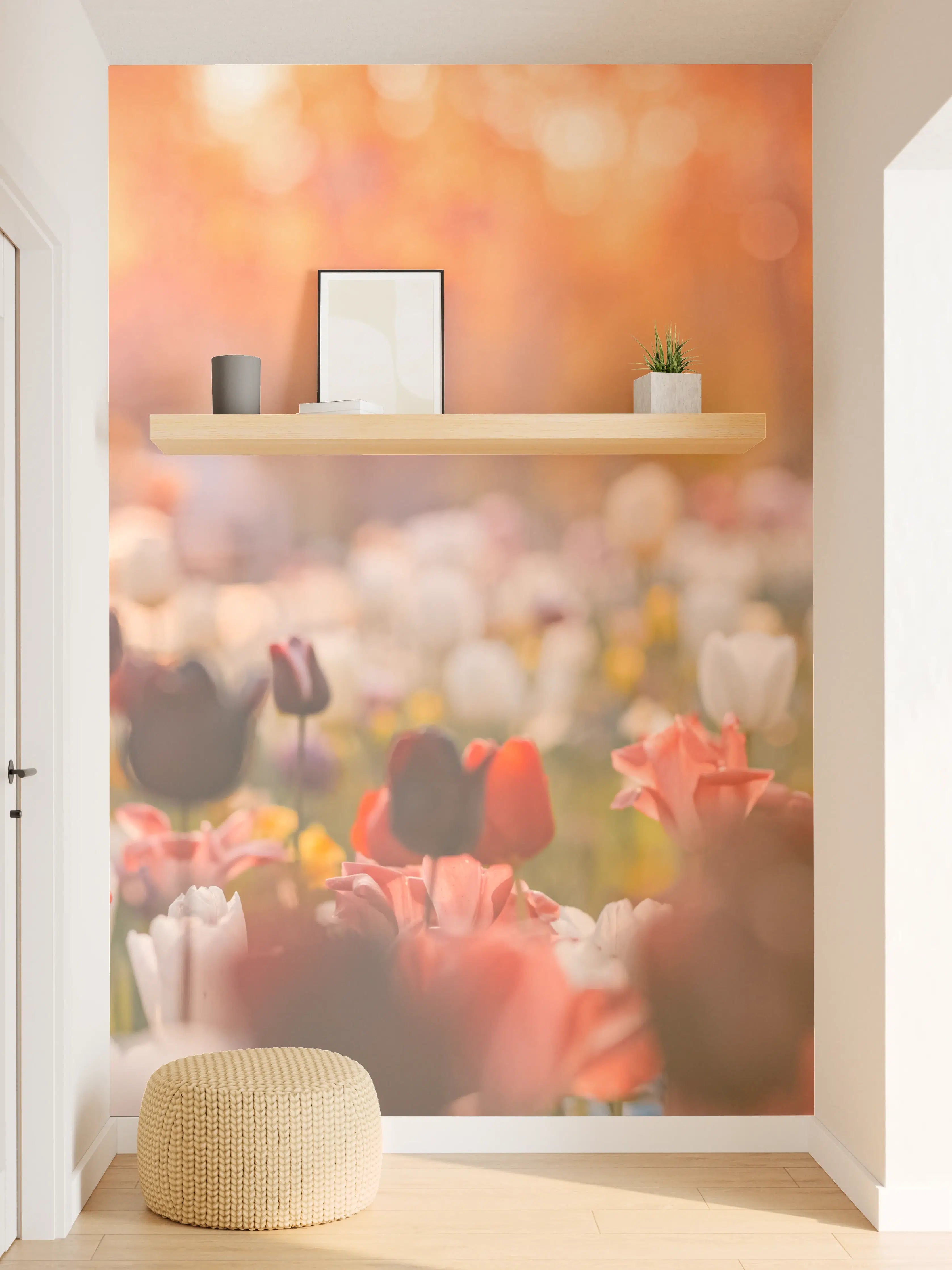 Wandverkleidung Flur - Graue Blumen am Abendhimmel