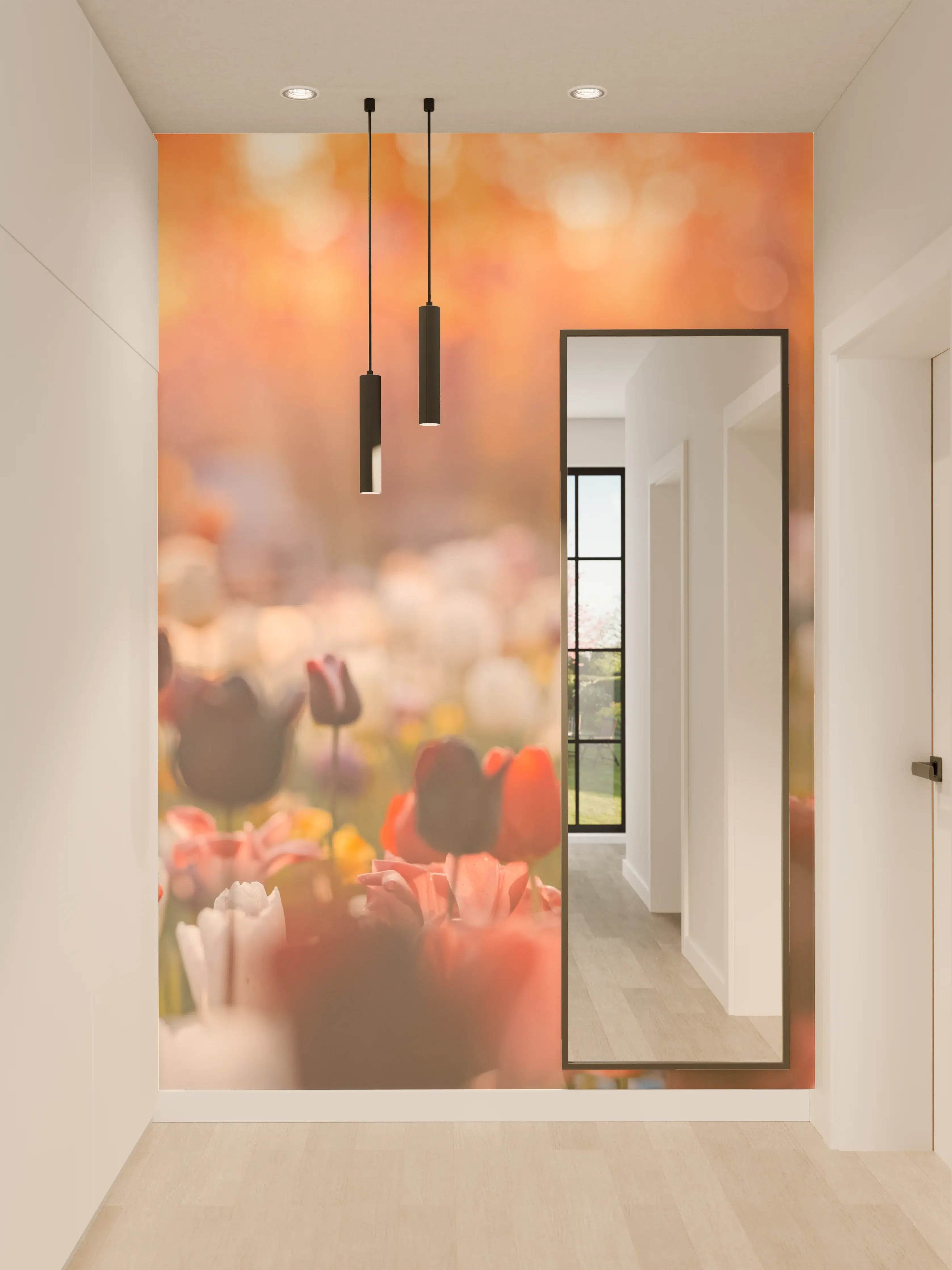 Wandverkleidung Flur - Graue Blumen am Abendhimmel