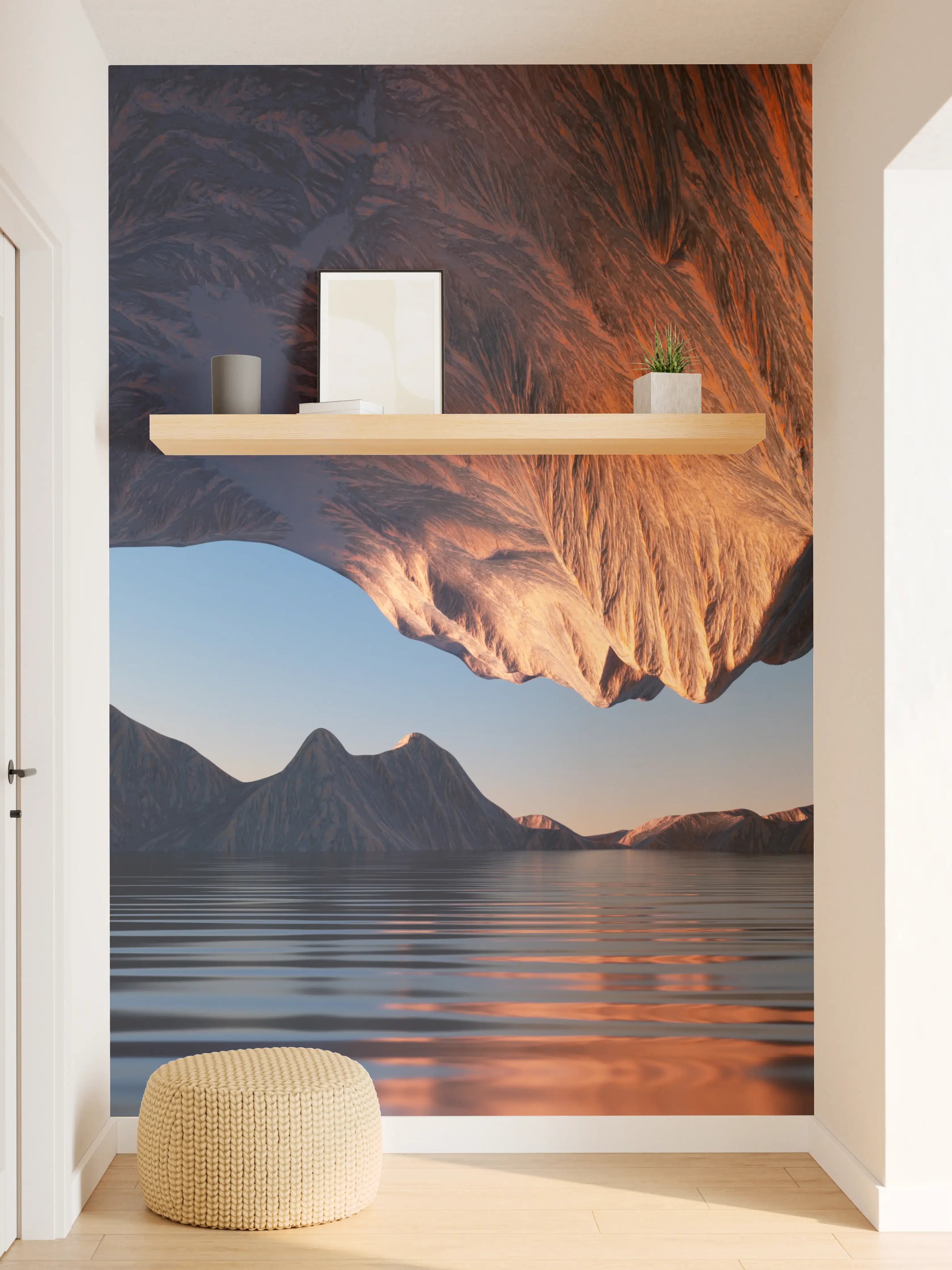 Wandverkleidung Flur - Graue Dämmerung in Bergwelt