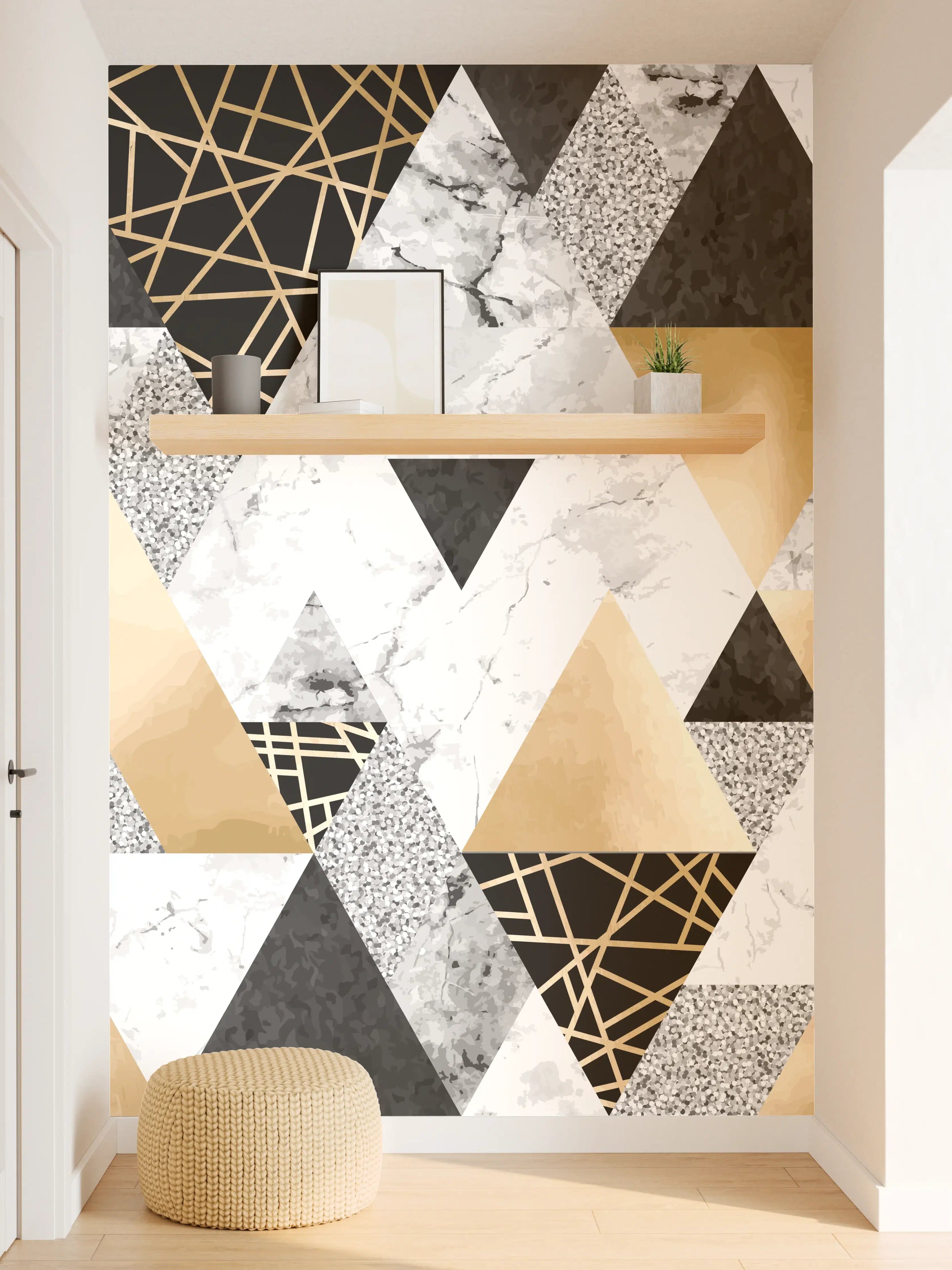 Wandverkleidung Flur - Graue Geometrie für weiße Wände