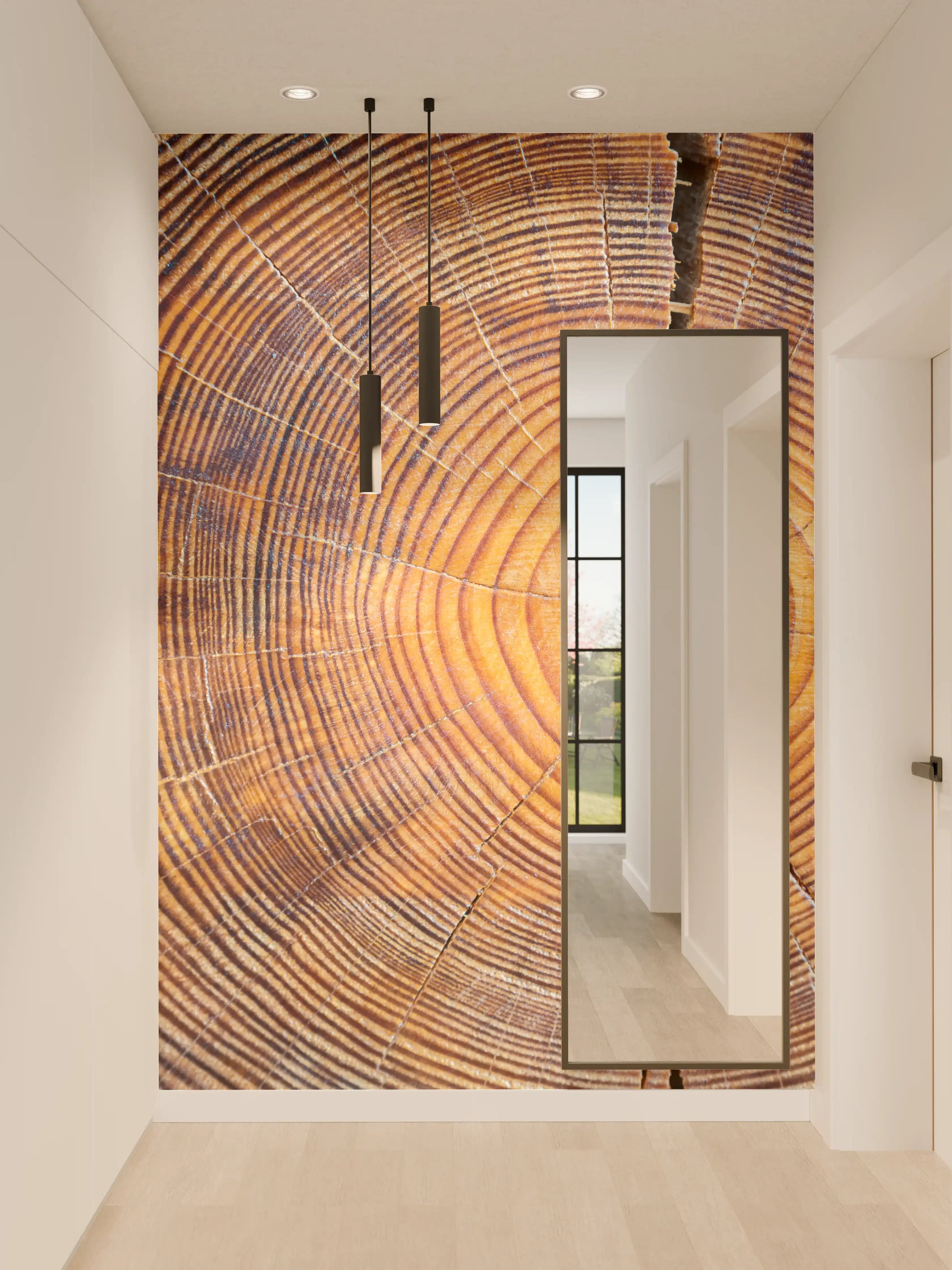 Wandverkleidung Flur - Graue Holzmaserung Nahaufnahme