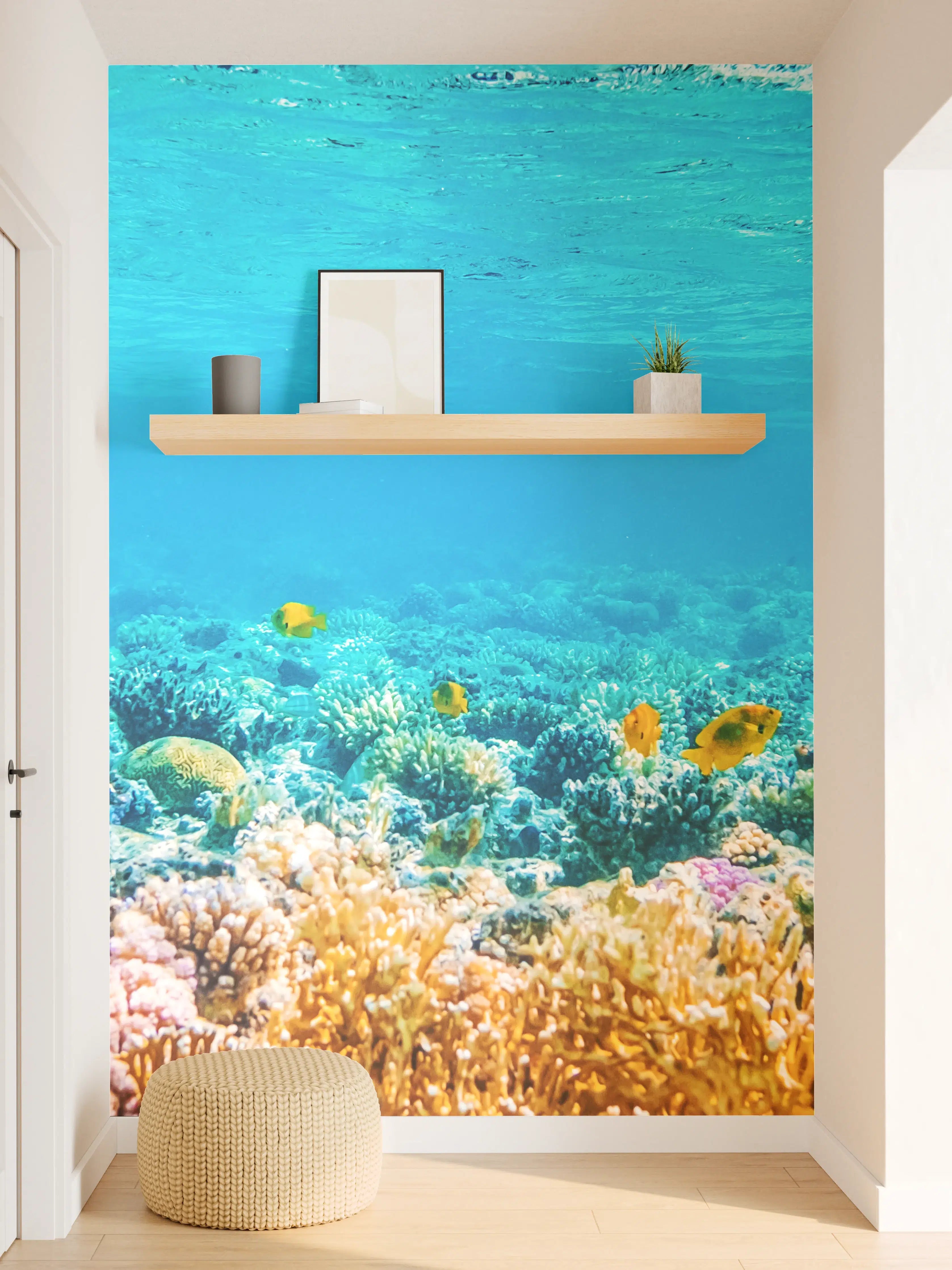Wandverkleidung Flur - Graue Korallen: Unterwasserwelten in Weiß