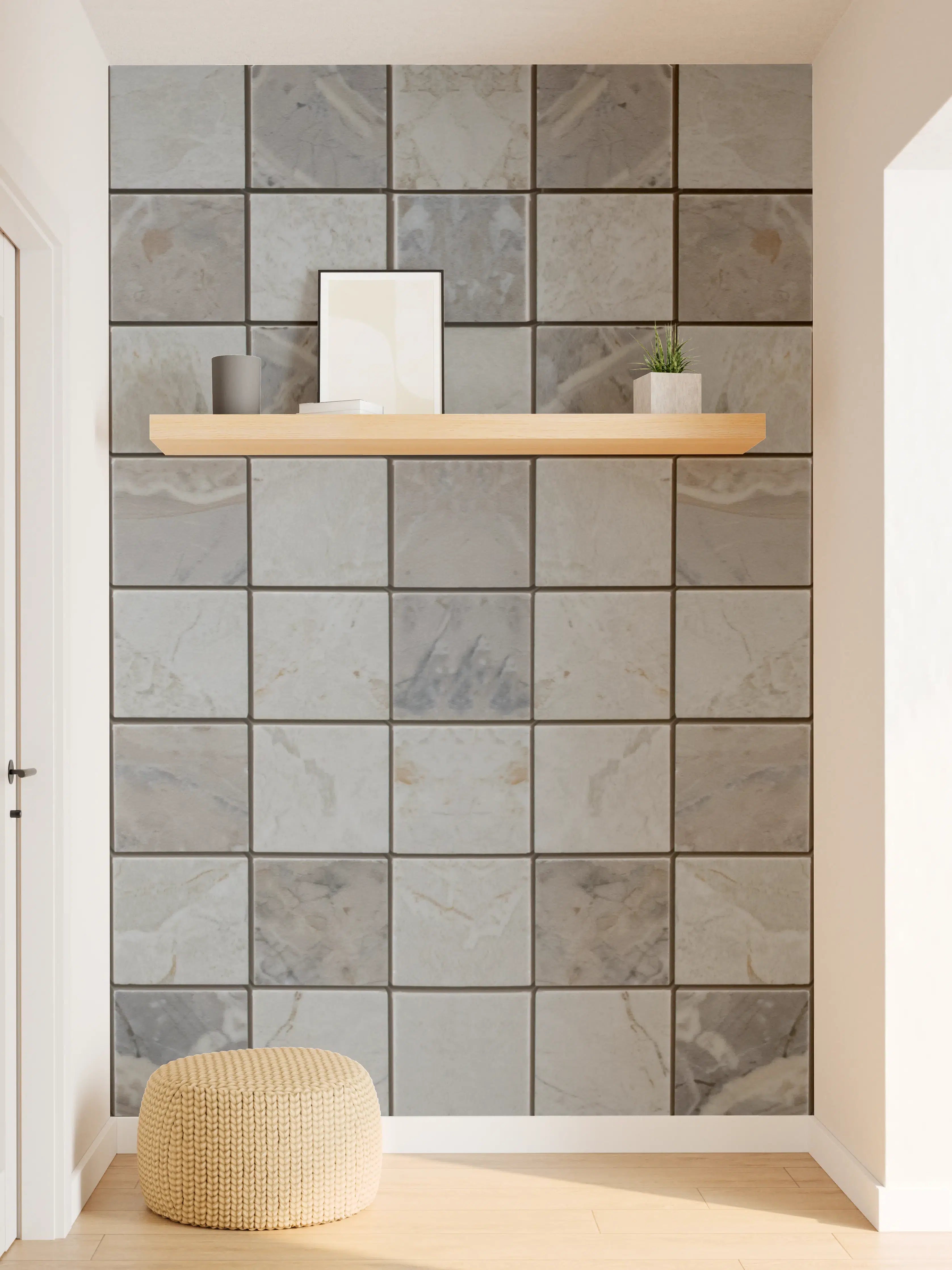 Wandverkleidung Flur - Graue Marmorfliesen Muster