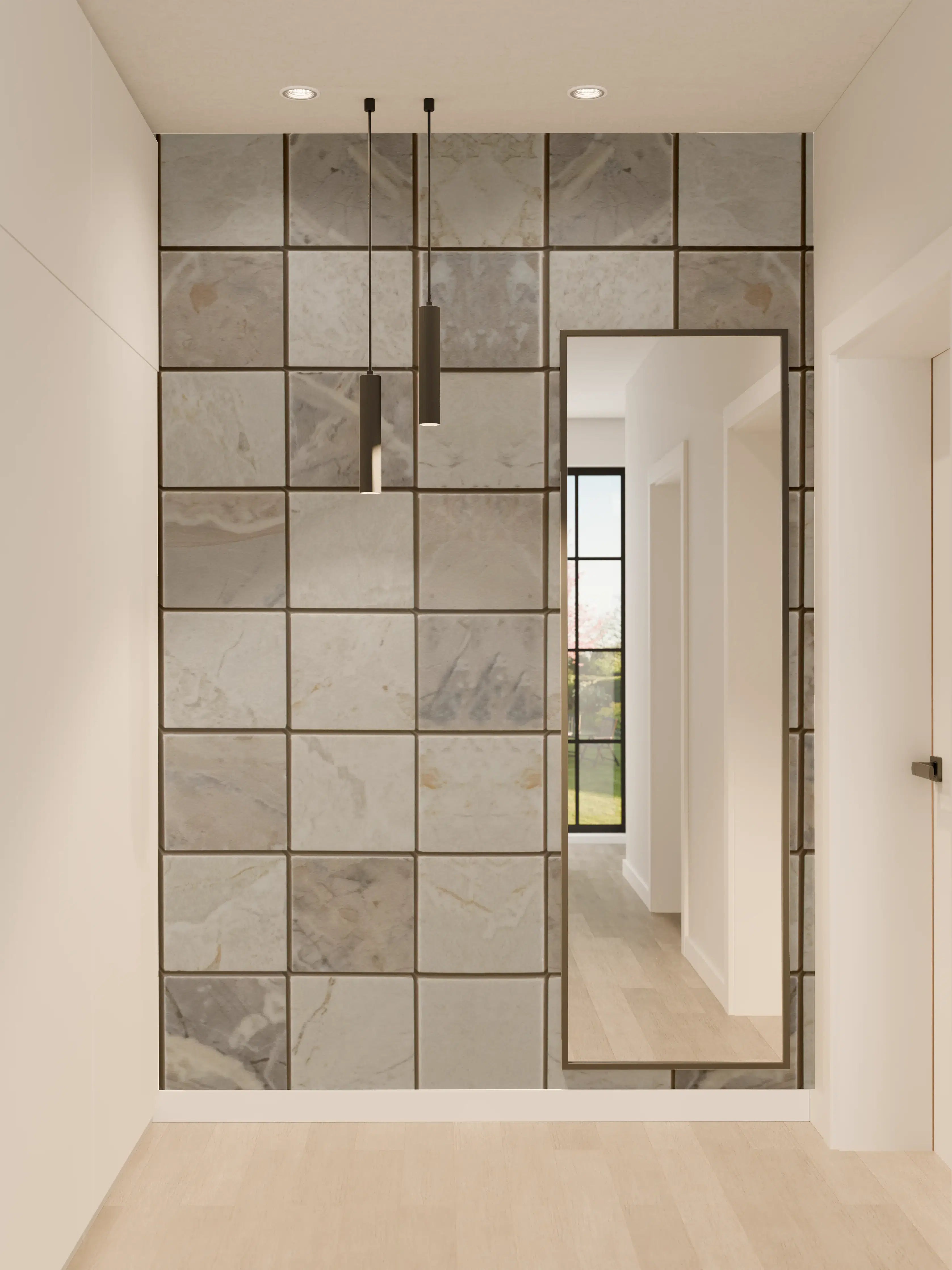 Wandverkleidung Flur - Graue Marmorfliesen Muster