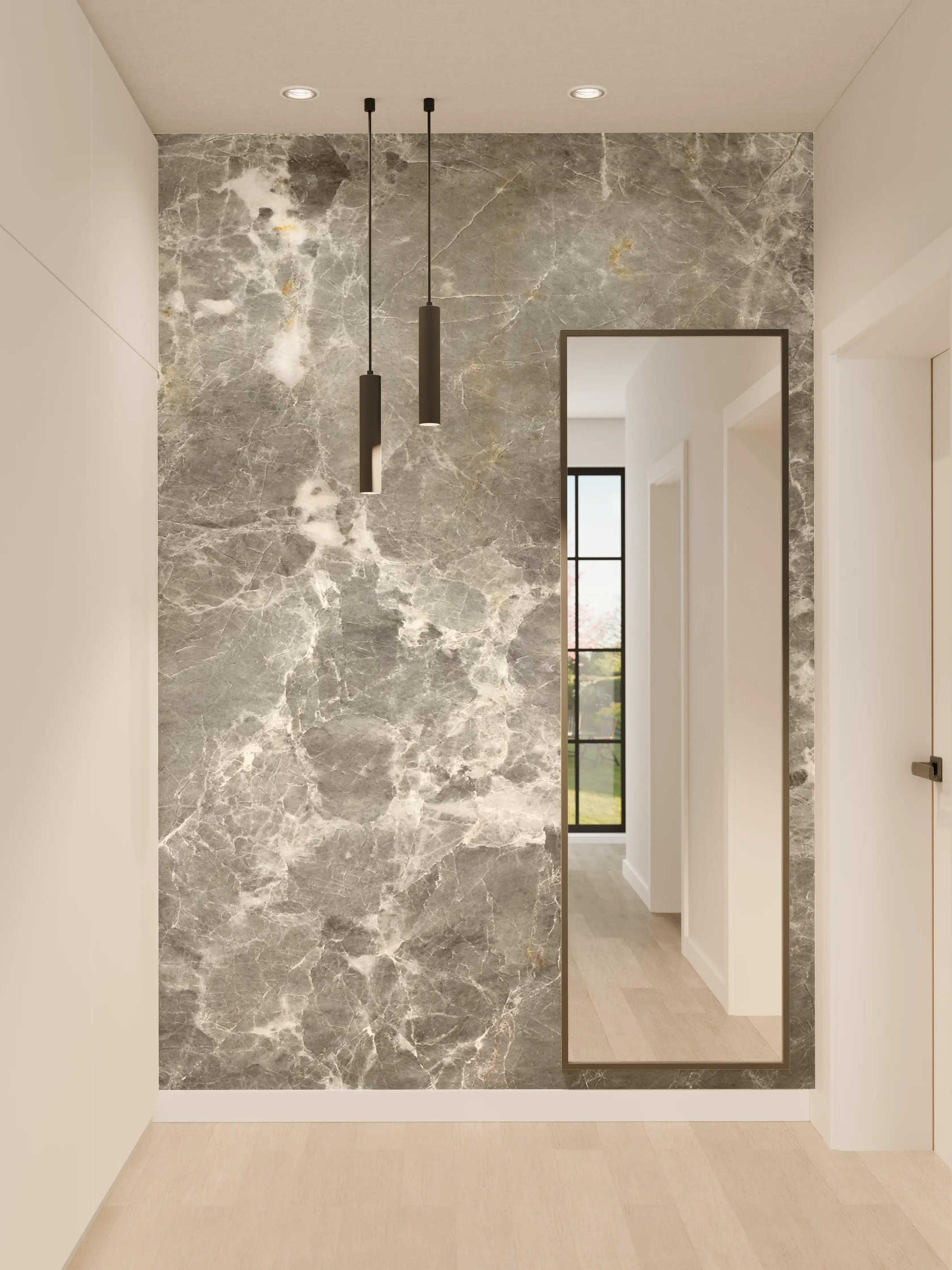 Wandverkleidung Flur - Graue Marmorstein Textur