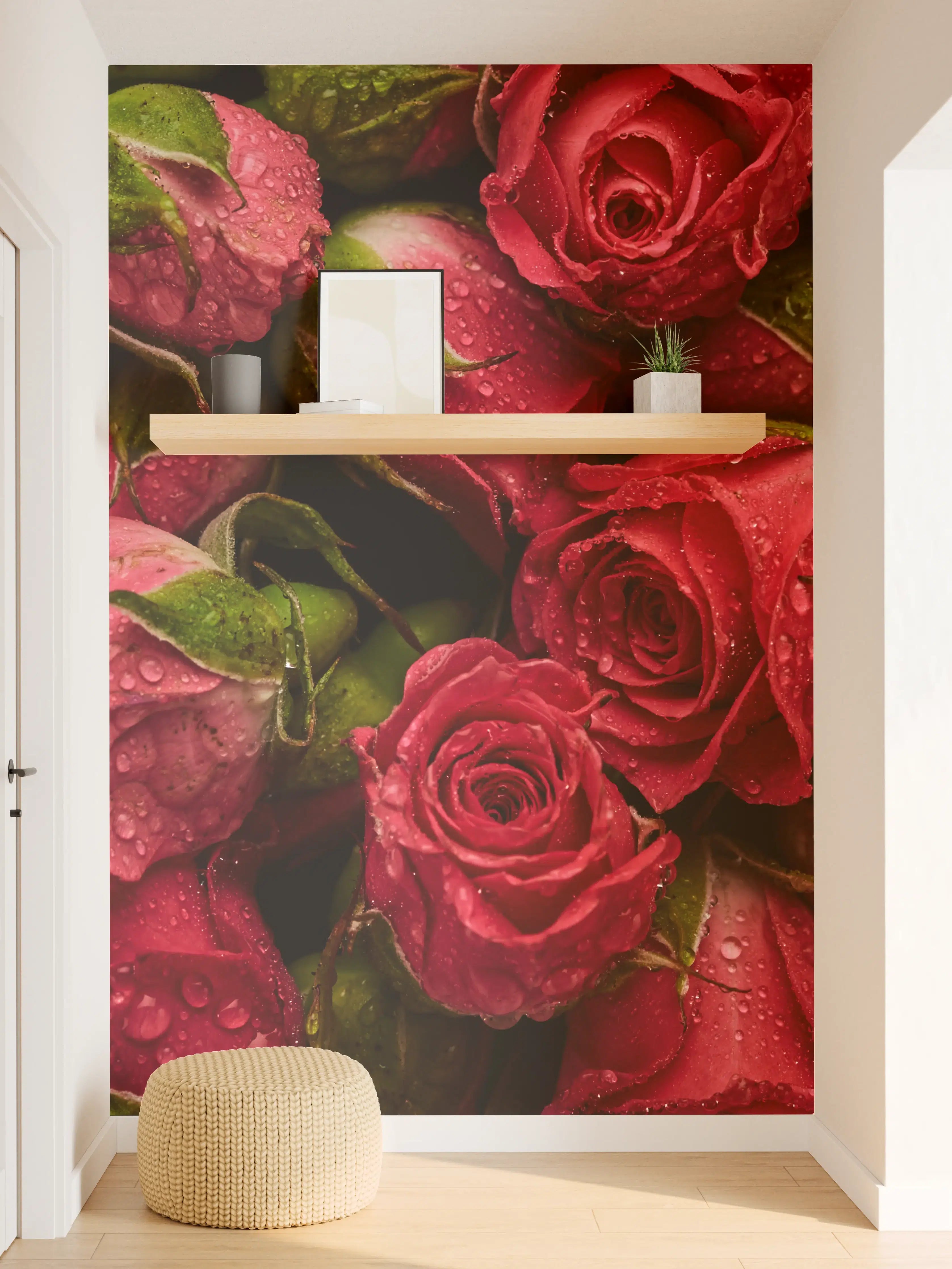 Wandverkleidung Flur - Graue Rosen und Wassertränen