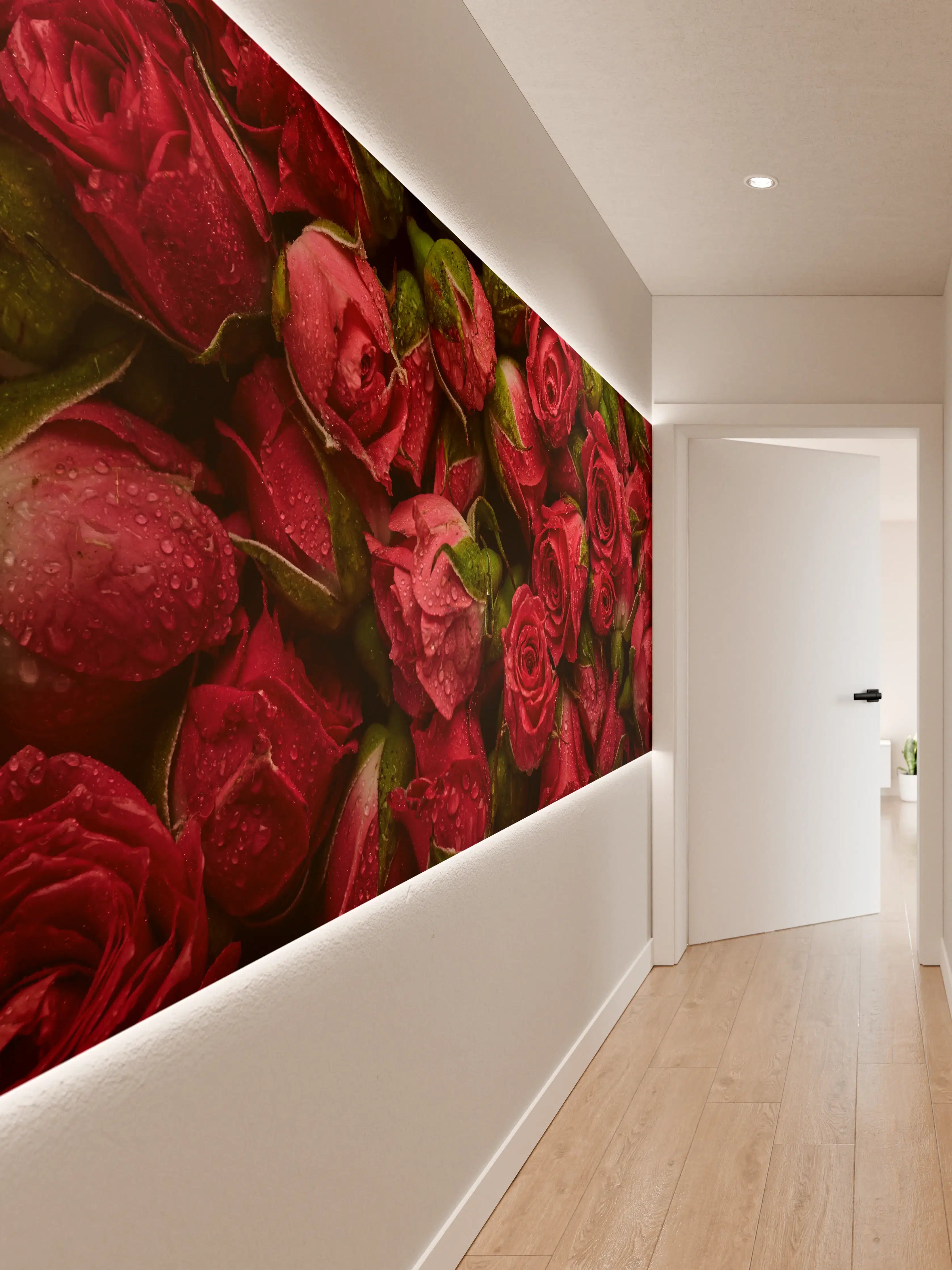 Wandverkleidung Flur - Graue Rosen und Wassertränen