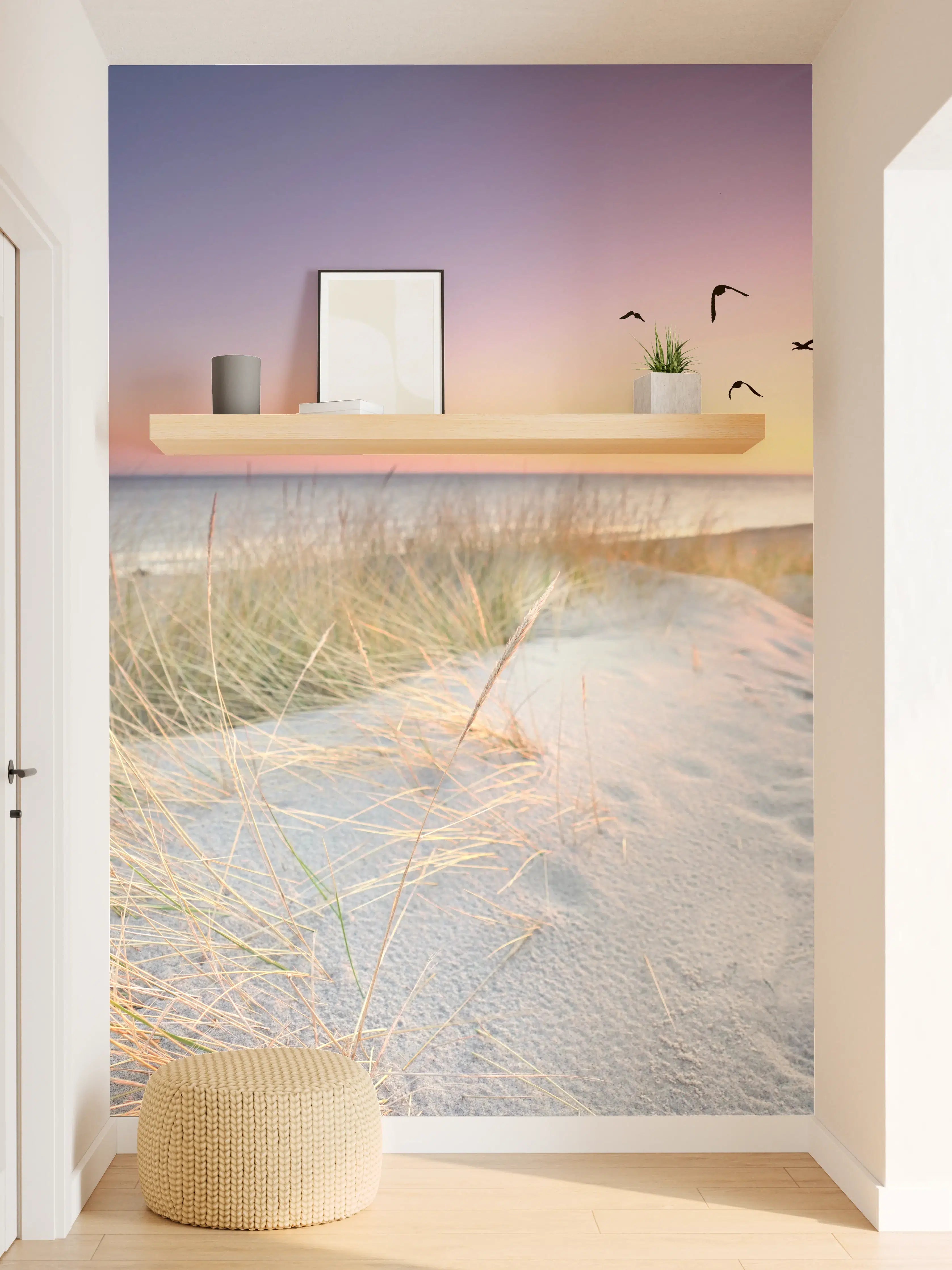 Wandverkleidung Flur - Graue Schatten am Meeresstrand