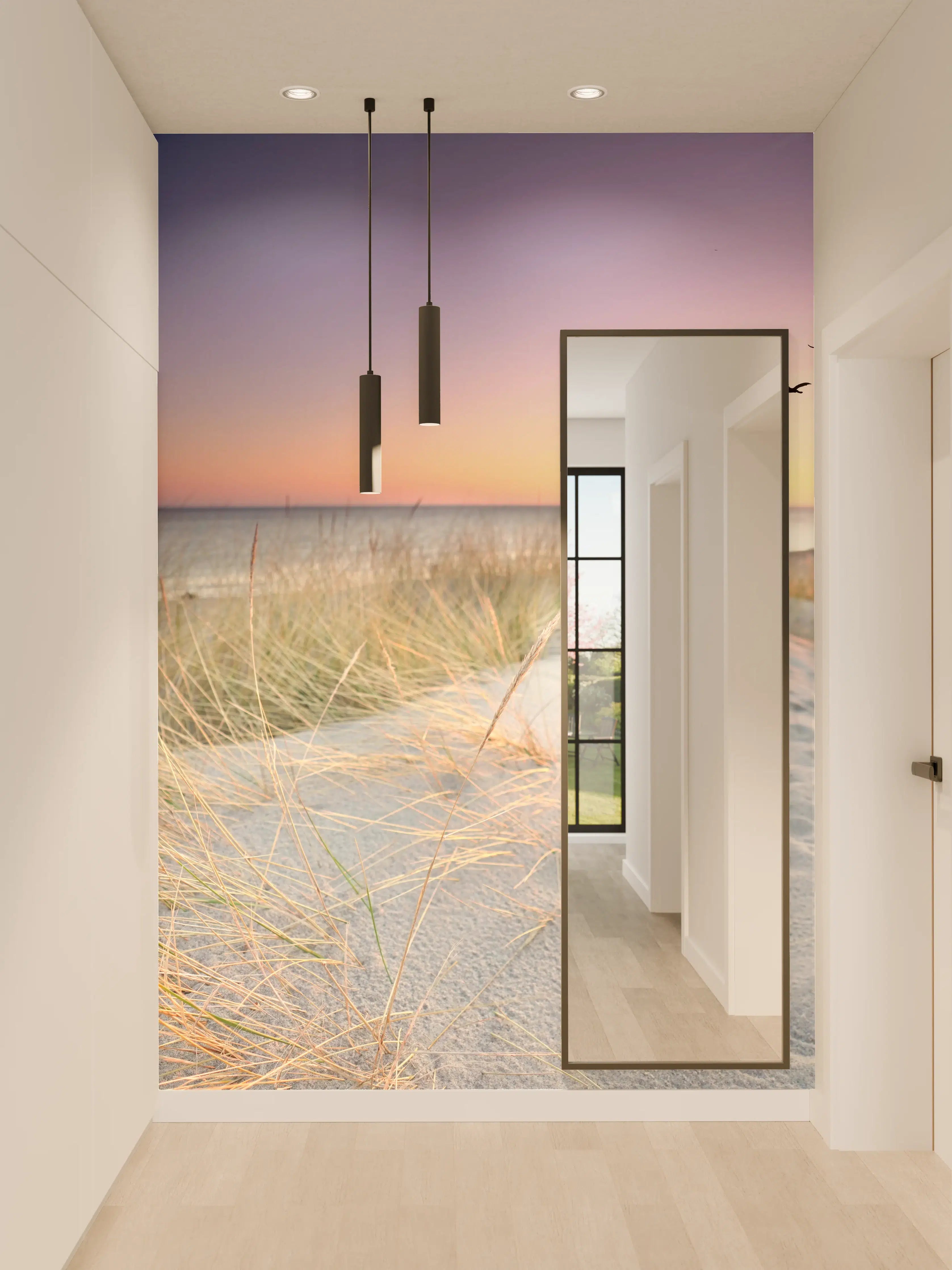 Wandverkleidung Flur - Graue Schatten am Meeresstrand