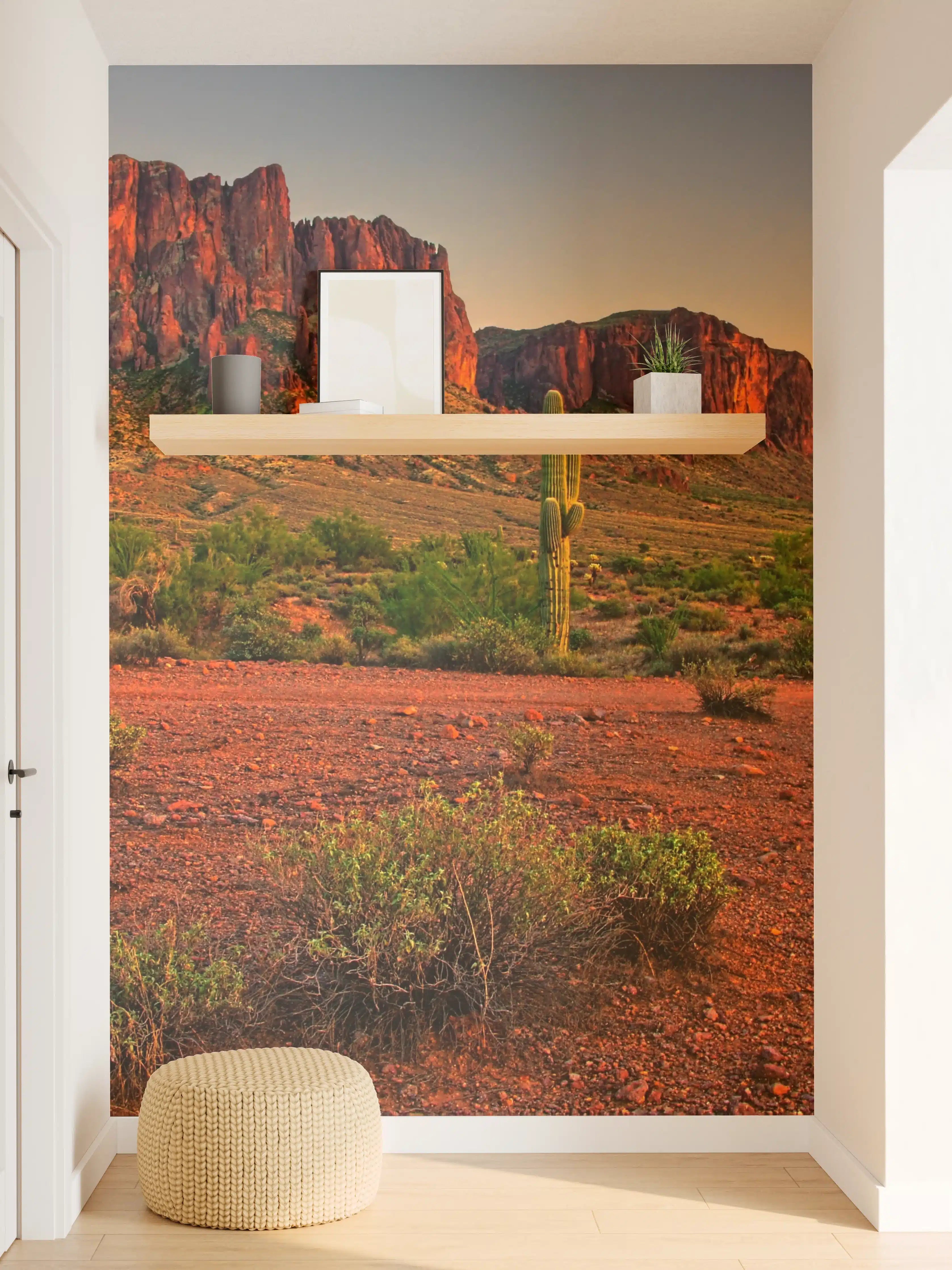 Wandverkleidung Flur - Graue Schatten im Abendwüstenland