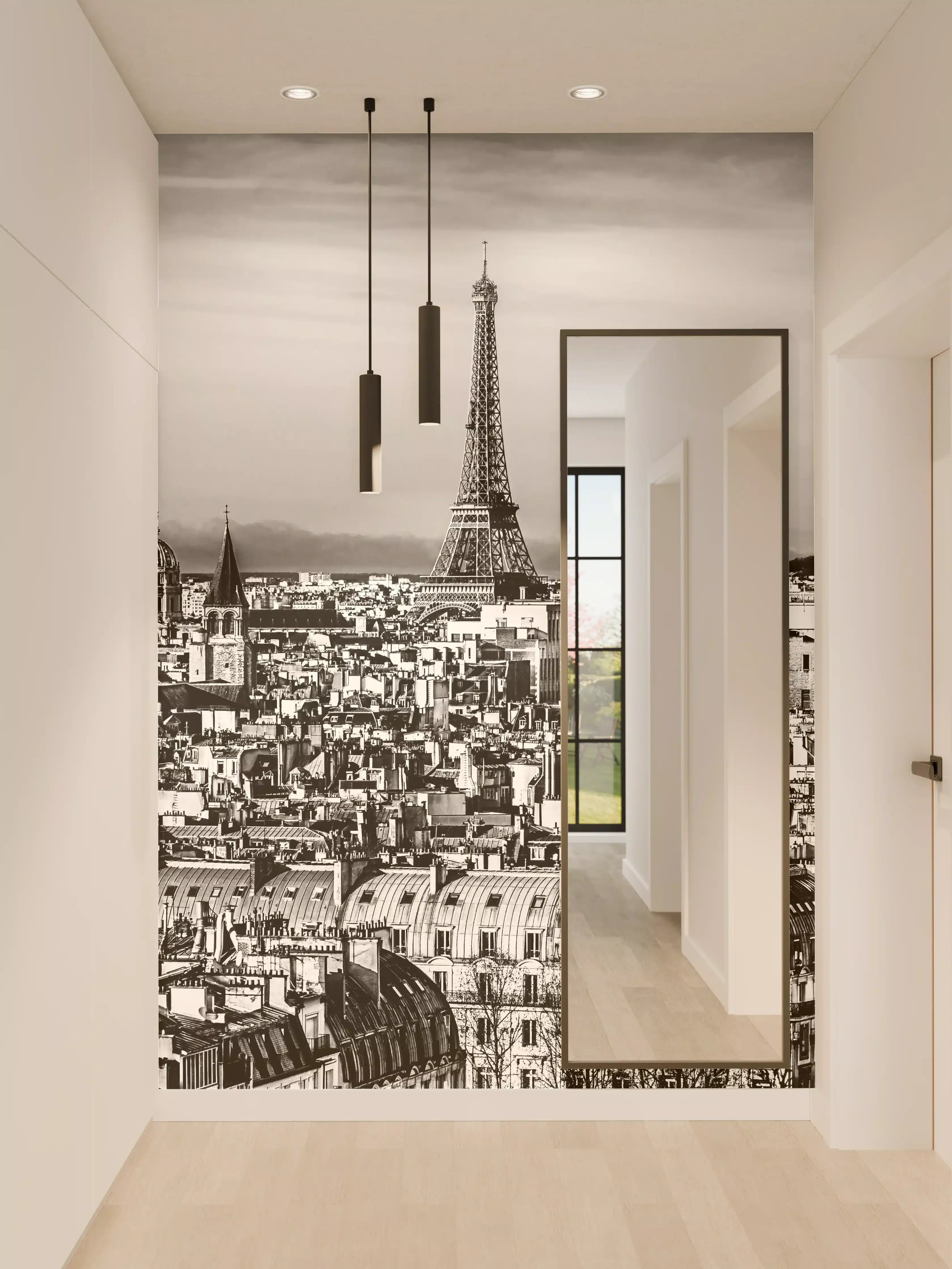 Wandverkleidung Flur - Graue Schatten über Paris