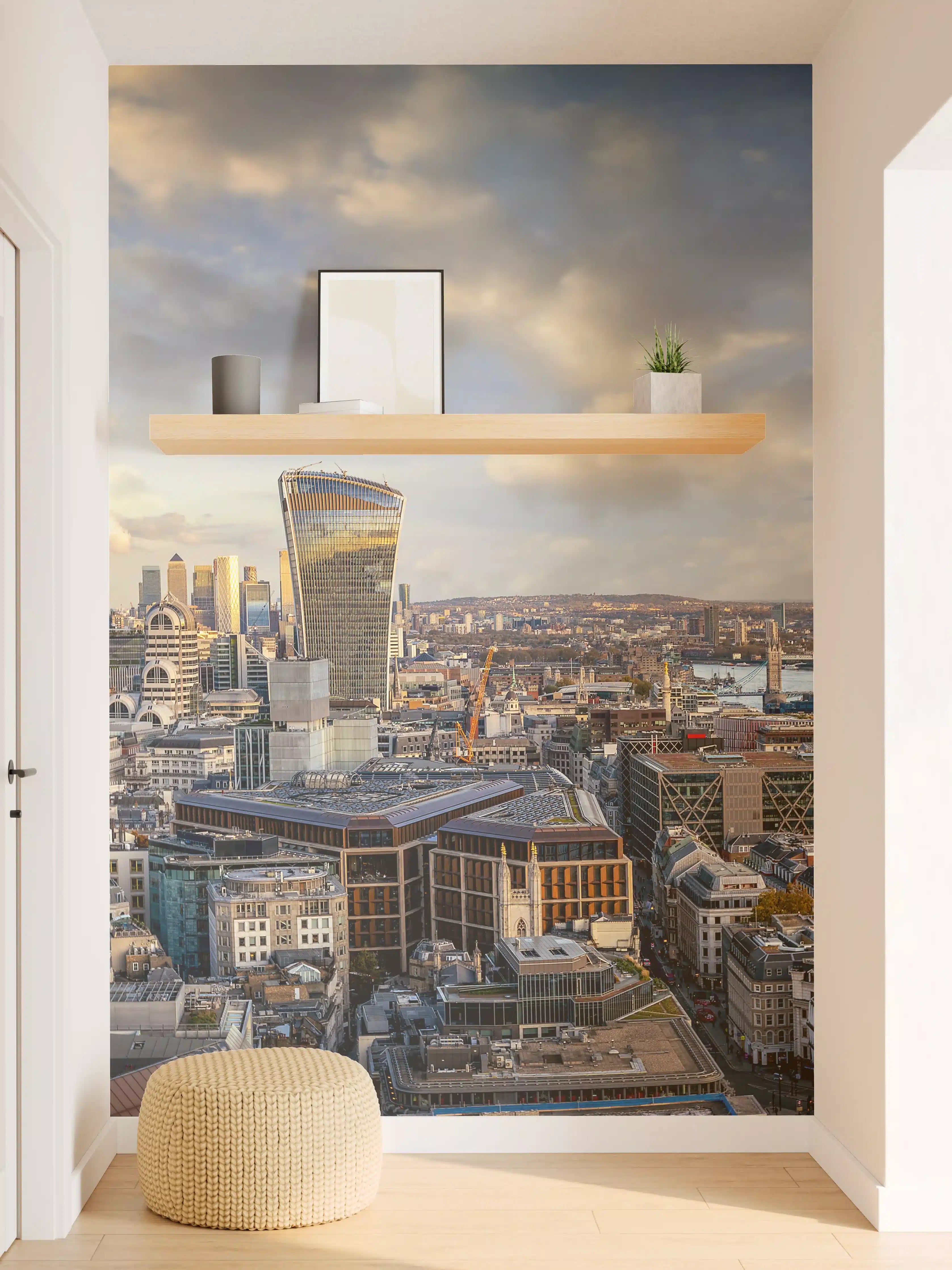 Wandverkleidung Flur - Graue Silhouetten im Sonnenuntergang