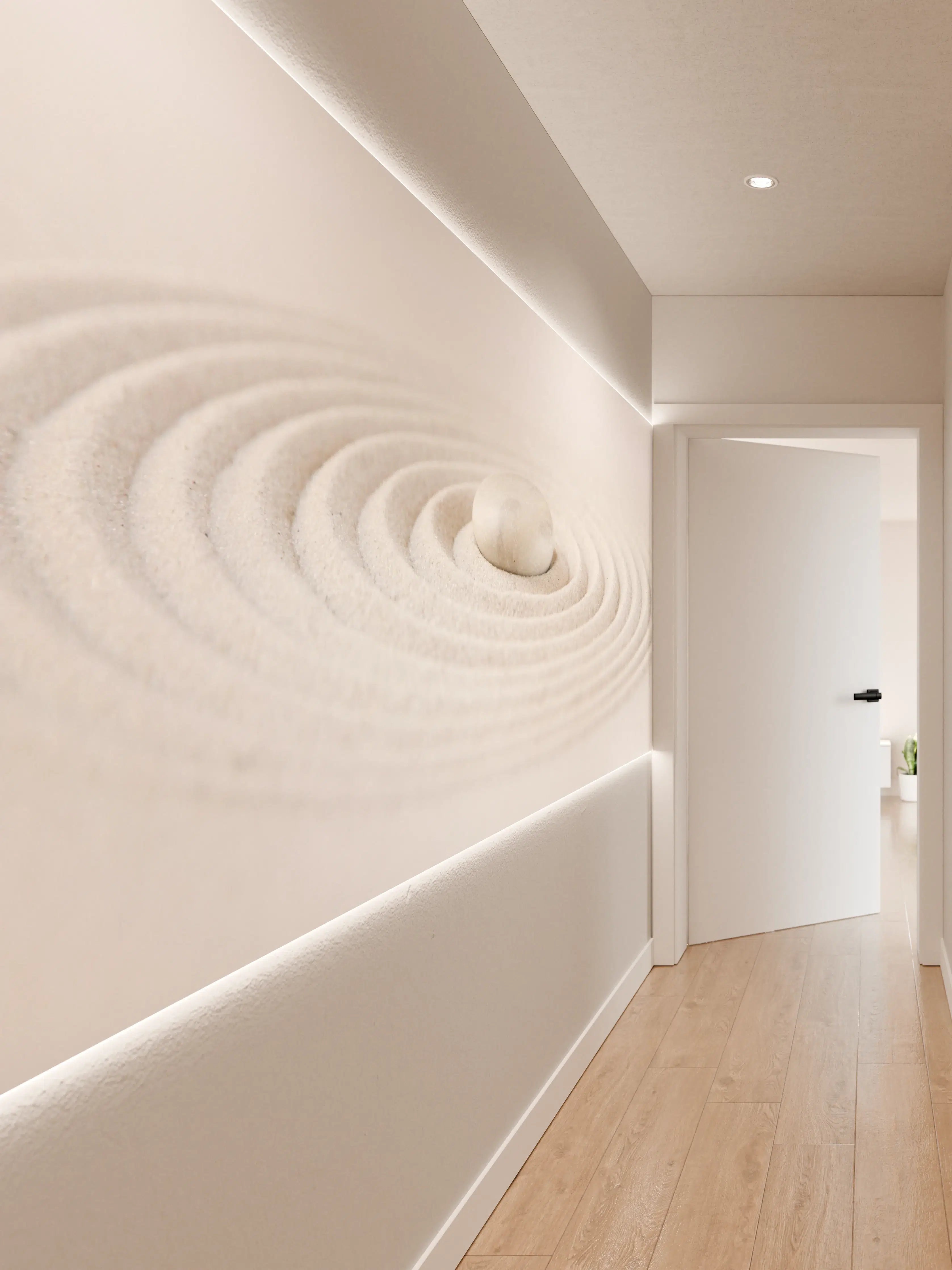 Wandverkleidung Flur - Graue Stein- und Gartenornamente