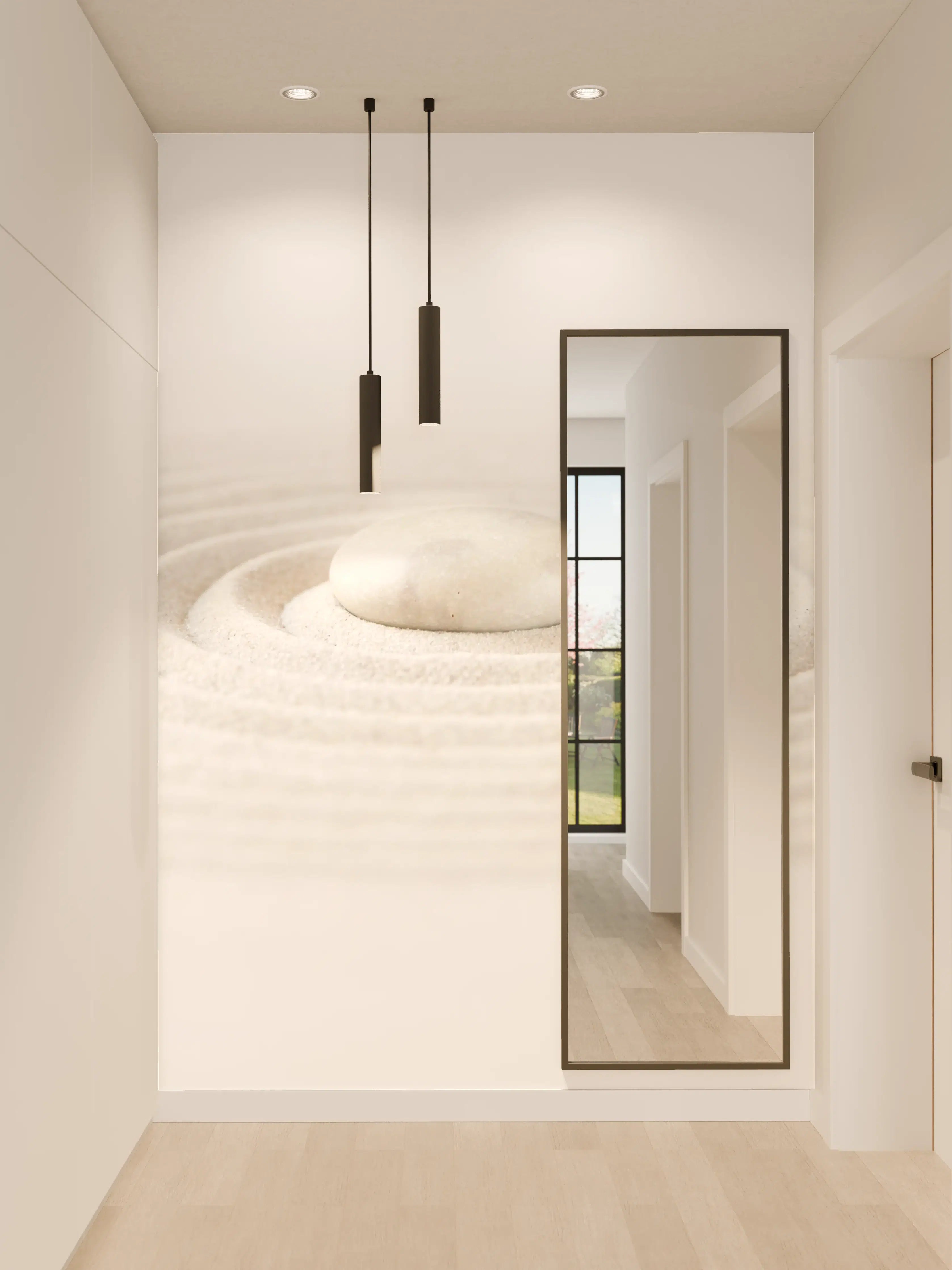 Wandverkleidung Flur - Graue Stein- und Gartenornamente