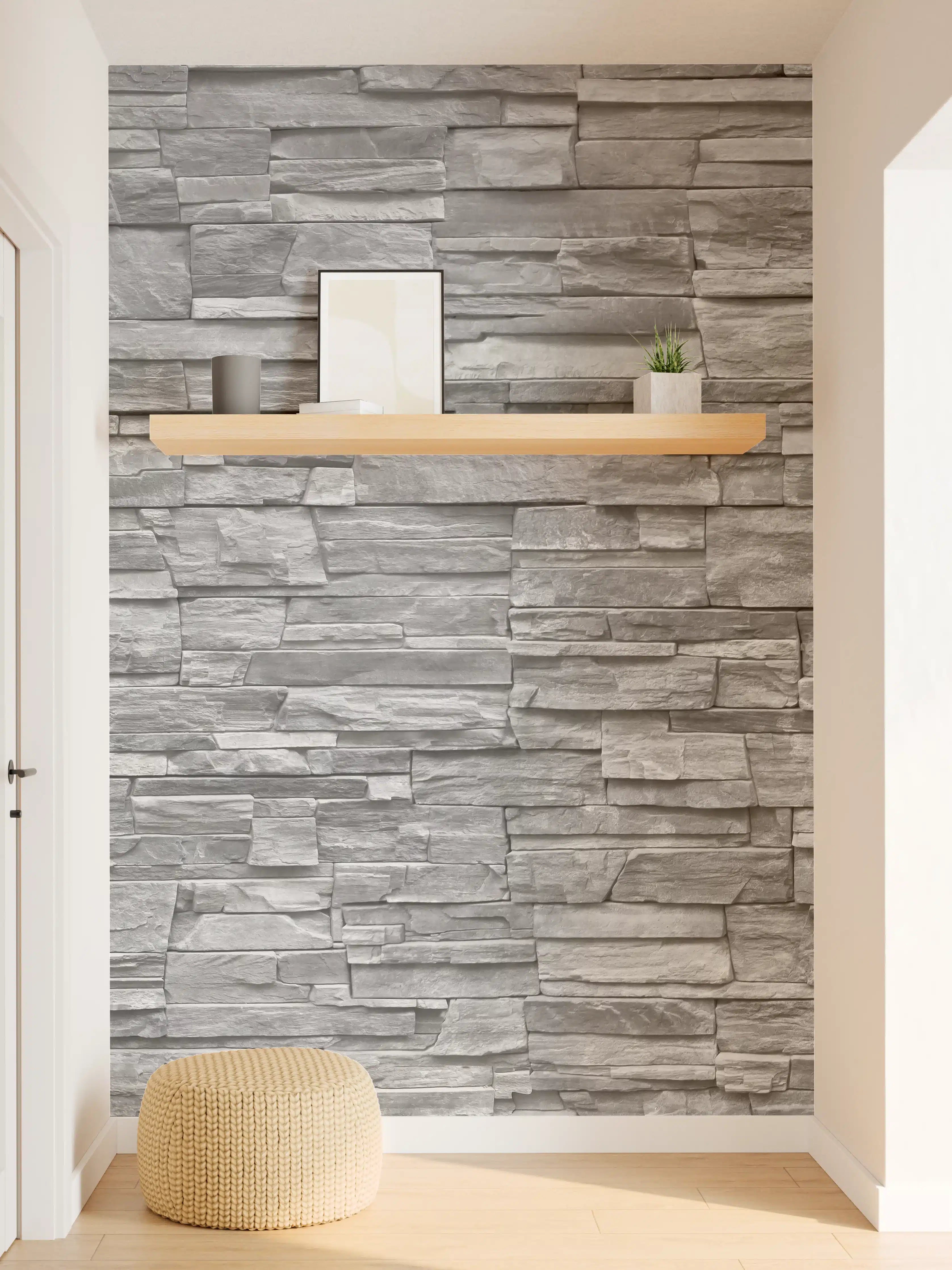Wandverkleidung Flur - Graue Steinwand