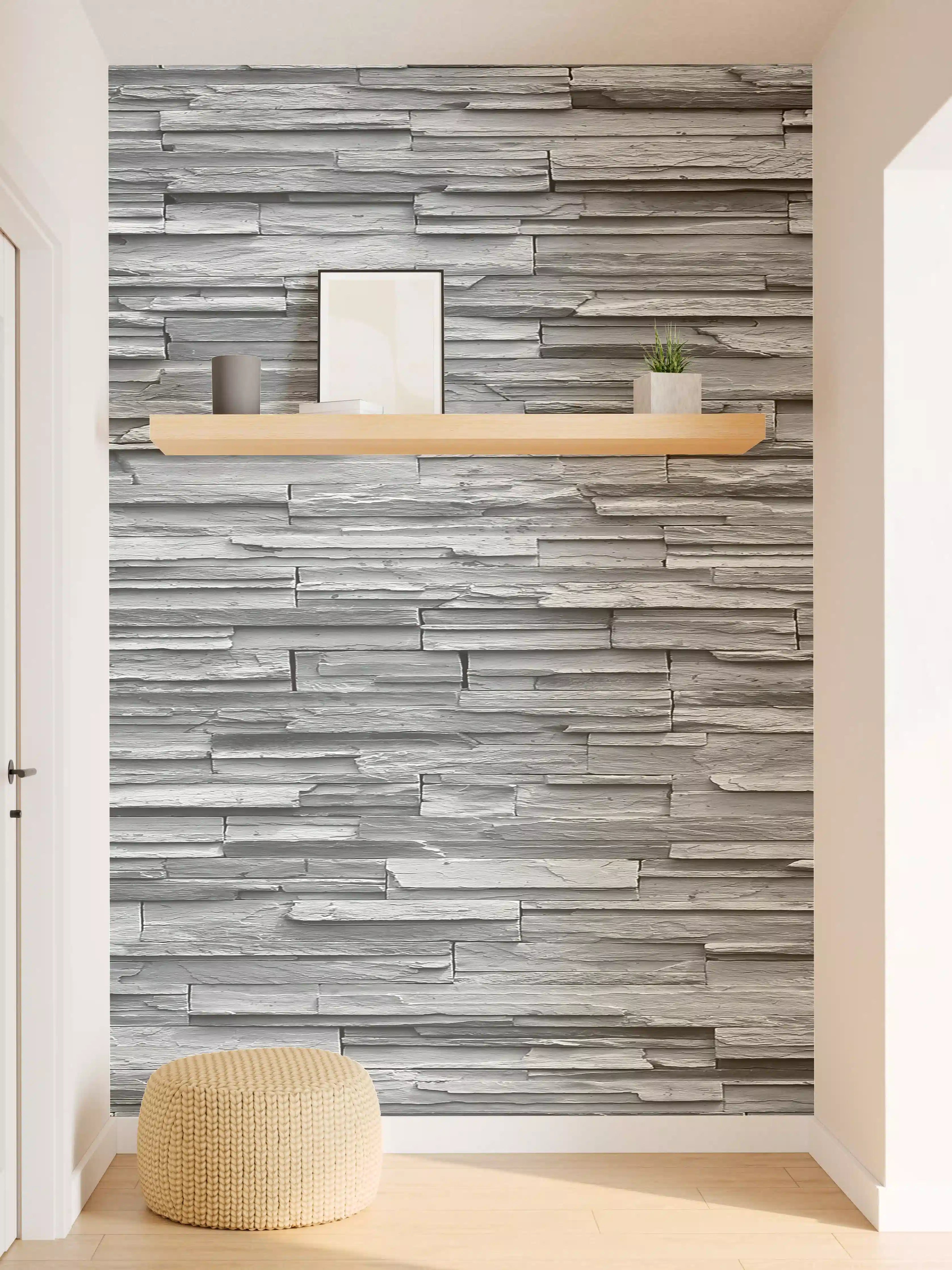 Wandverkleidung Flur - Graue Steinziegel