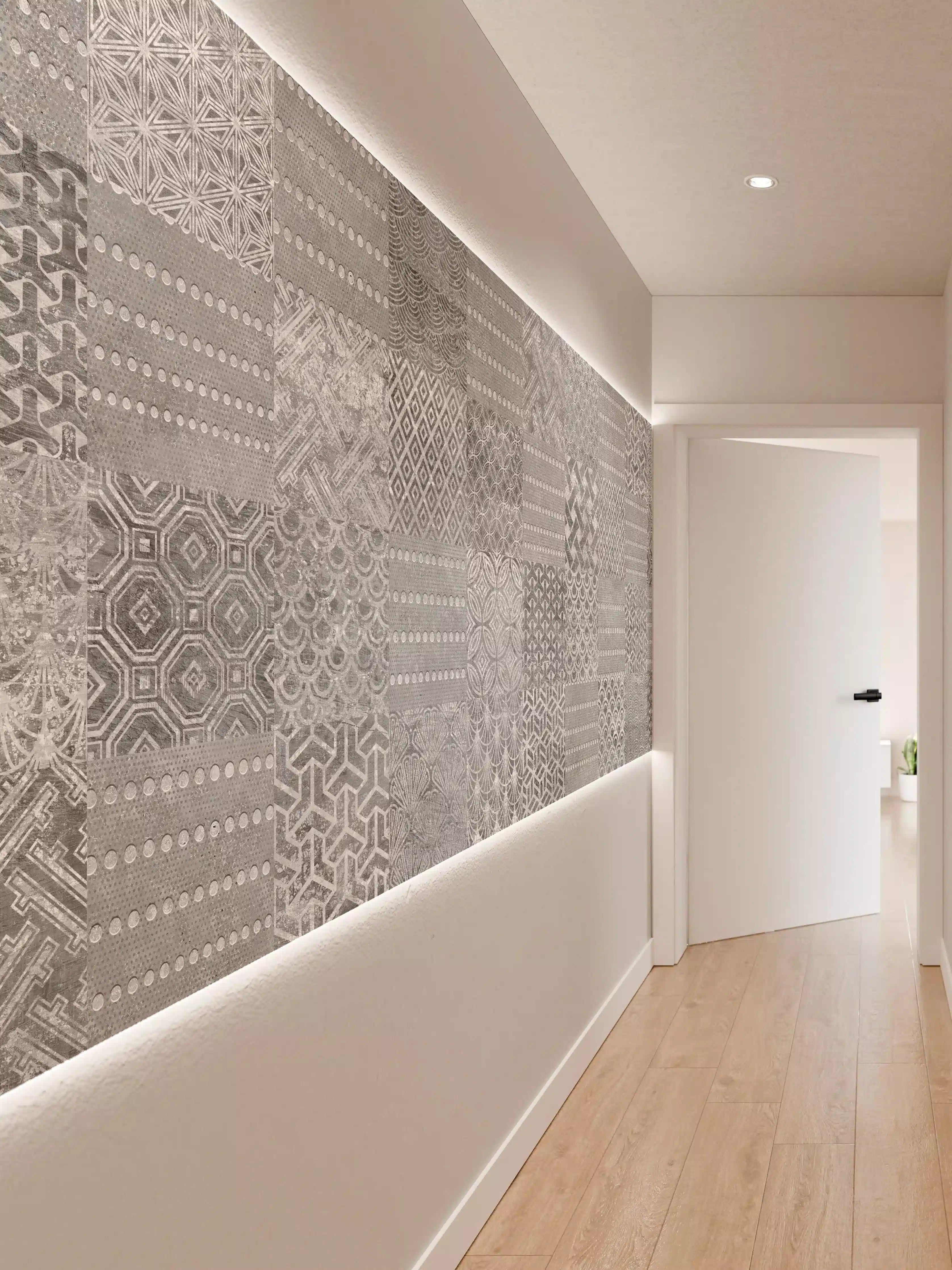 Wandverkleidung Flur - Graue Vintage Fliesenmuster